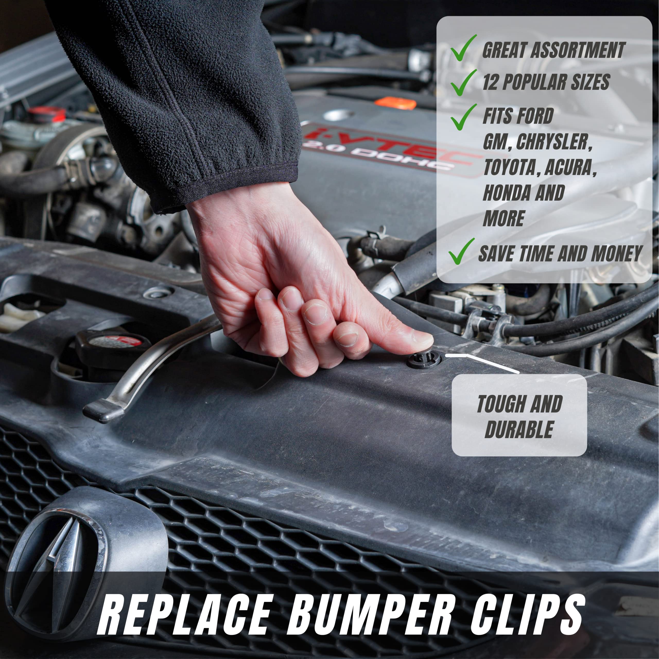 SunplusTrade 240 Pcs Car Bumper Clips Fasteners Kit - Black Plastic Push Pin Rivets for GM Ford Toyota Honda Chrysler - One Size