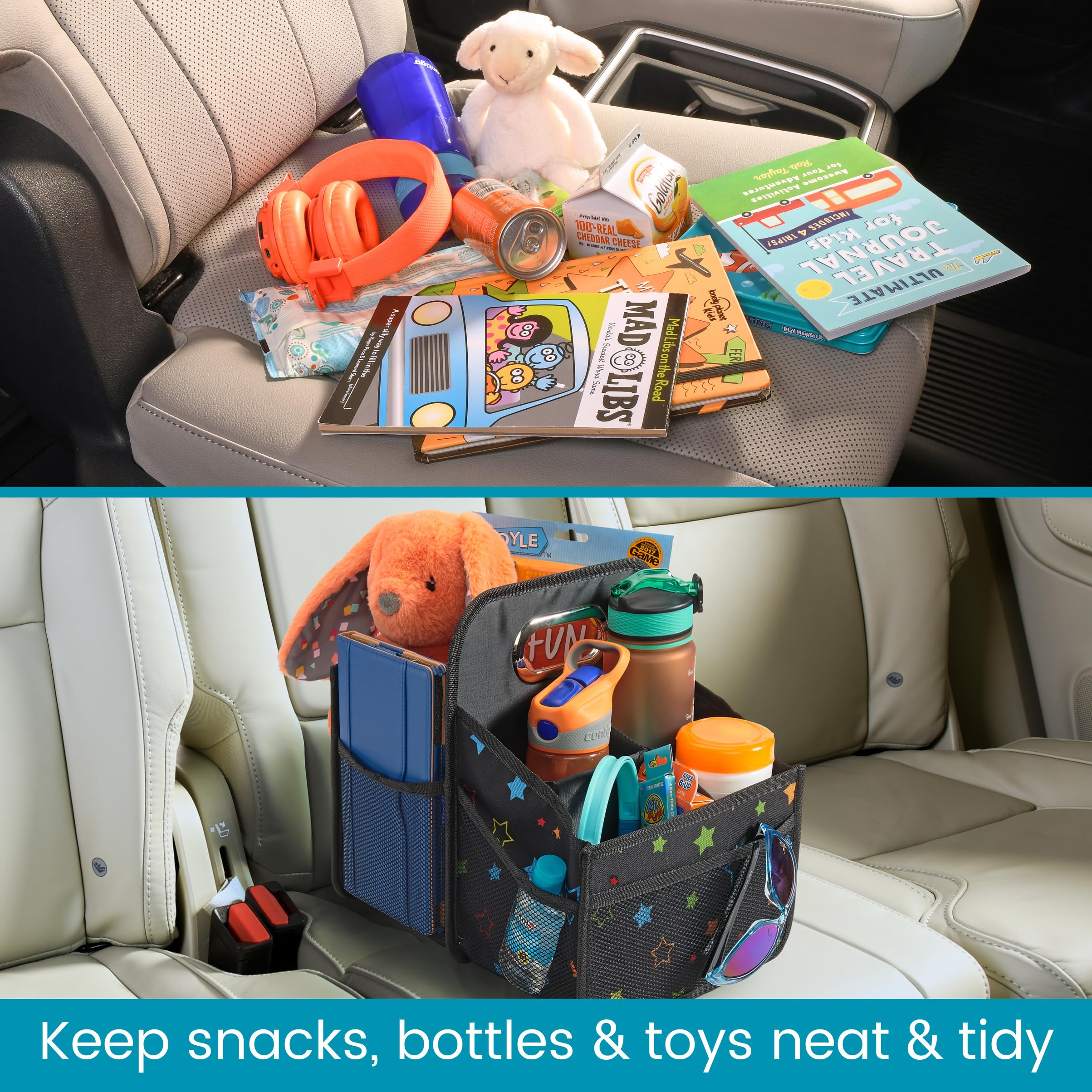 High Road Car Seat Caddy Organizer - Portable Storage Bin with Cup Holders - Starry Night, Model 3531