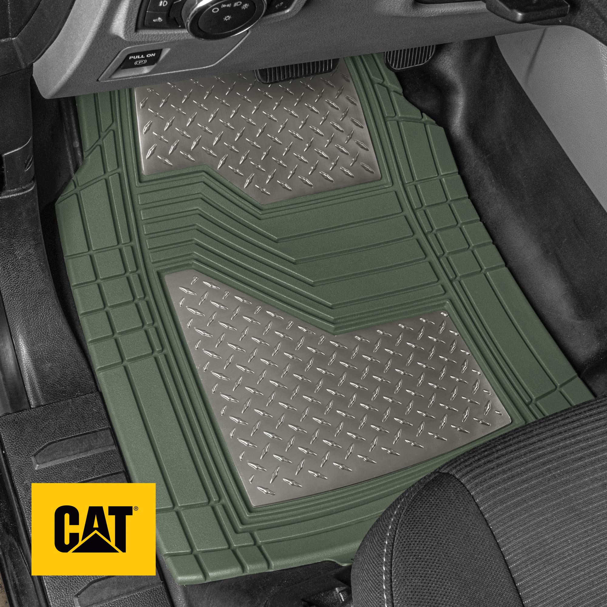 CAT DiamondShield Rubber Floor Mats for Cars, Trucks, SUVs - All Weather Protection Front & Rear Set, Heel Pad & Anti-Slip Backi