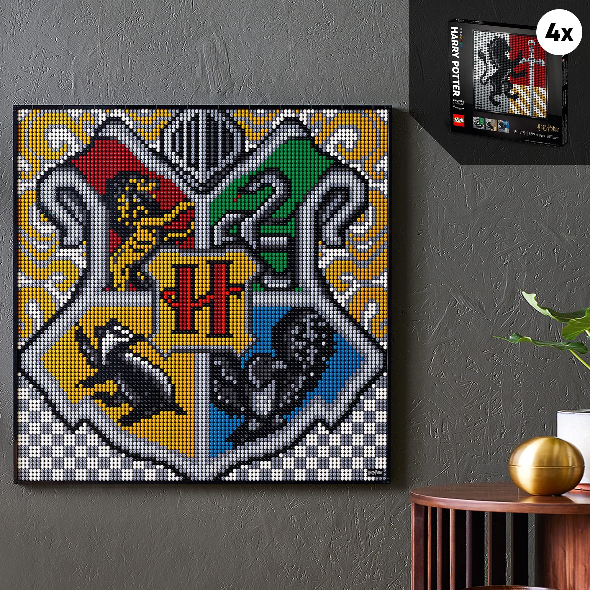 LEGO Art Harry Potter Hogwarts Crests Building Kit, 4249 Pieces, Multicolor, Model 6333056, Perfect for Adult Collectors, 2021 Release