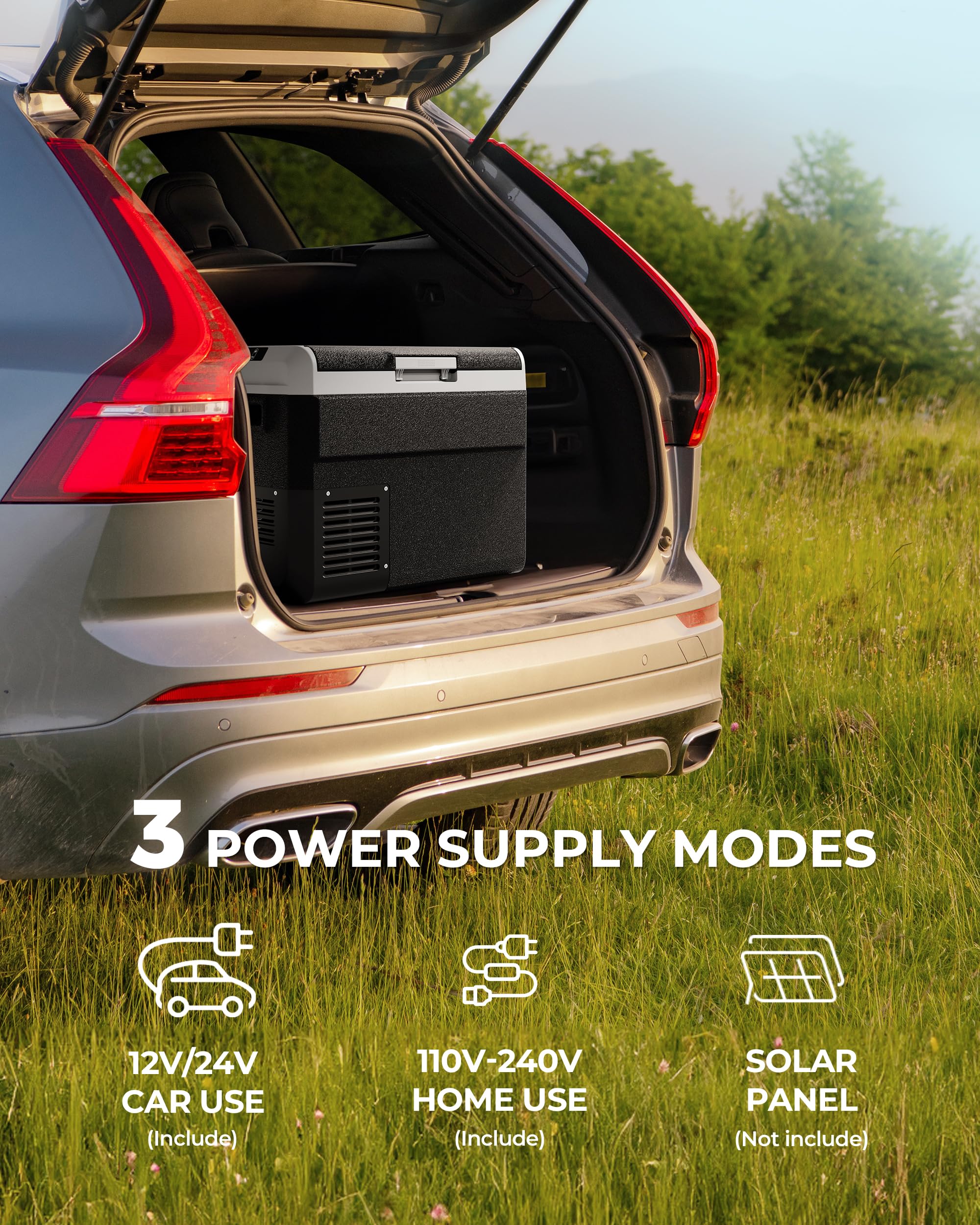 EKOJUCE 12V Refrigerator - 32QT Portable Electric Cooler, APP Control, Black, Model XCF-30, for Truck, RV, Camping, Travel