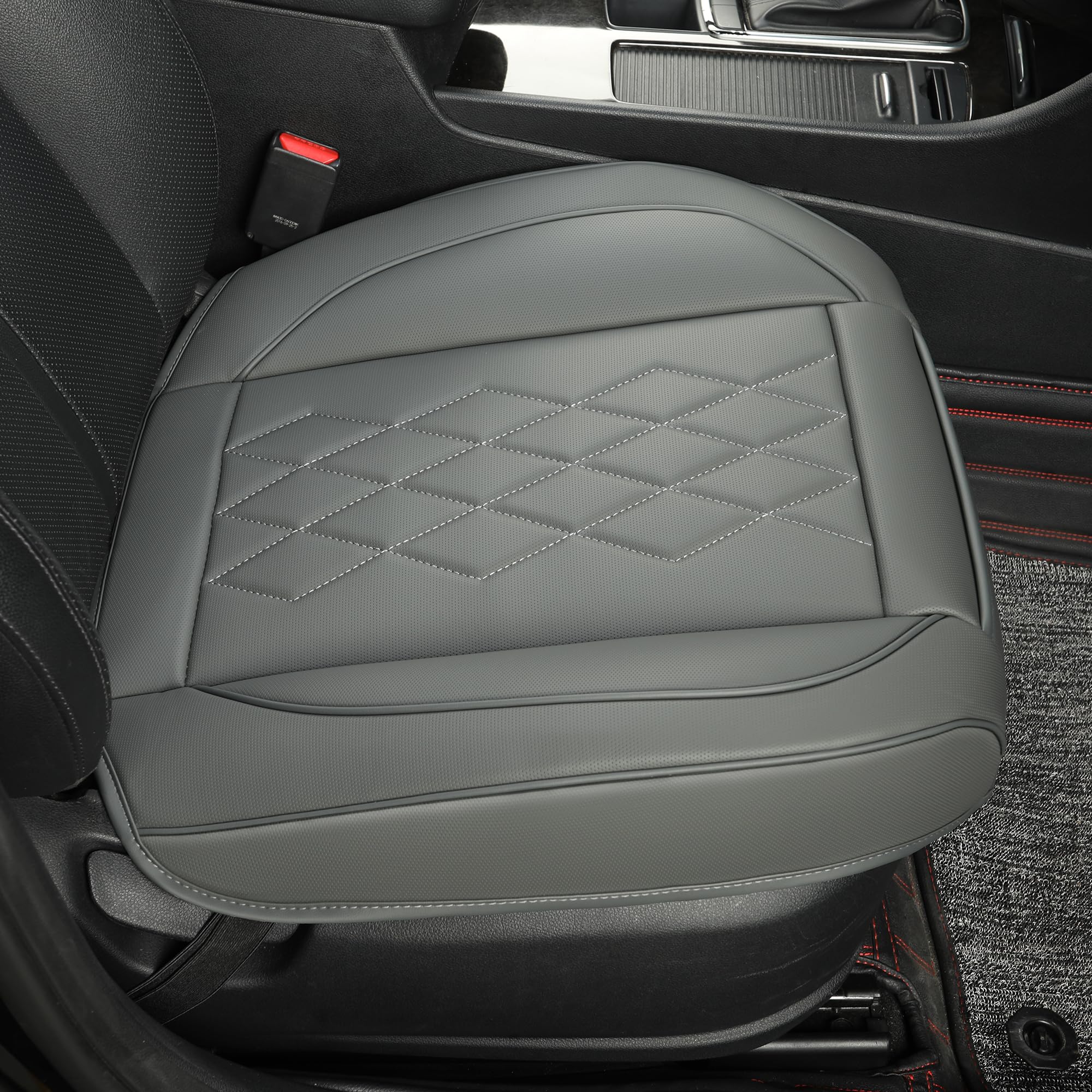 Jojobay Leather Car Seat Cover,Bottom Seat Covers For Cars,Front Seat Protector,Fit For 95% Of Vehicles - Padded,Anti-Slip,Premium Leather(1 Pc,Grey)