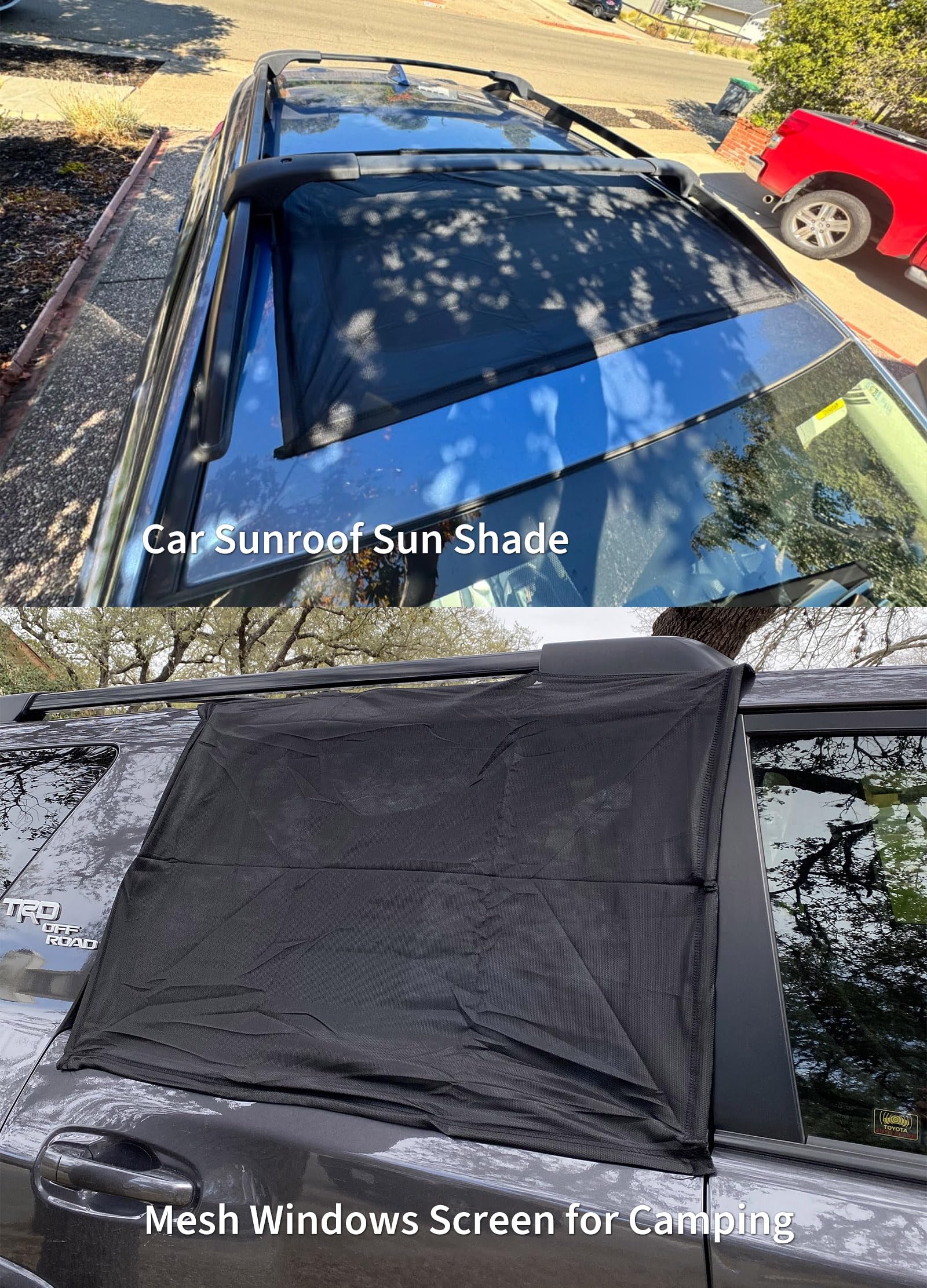 Kaskawise Car Sunroof Sun Shade,Magnetic Screen Breathable Mesh Cover For Camping & Parking,Quick Install Uv Protection Screen F