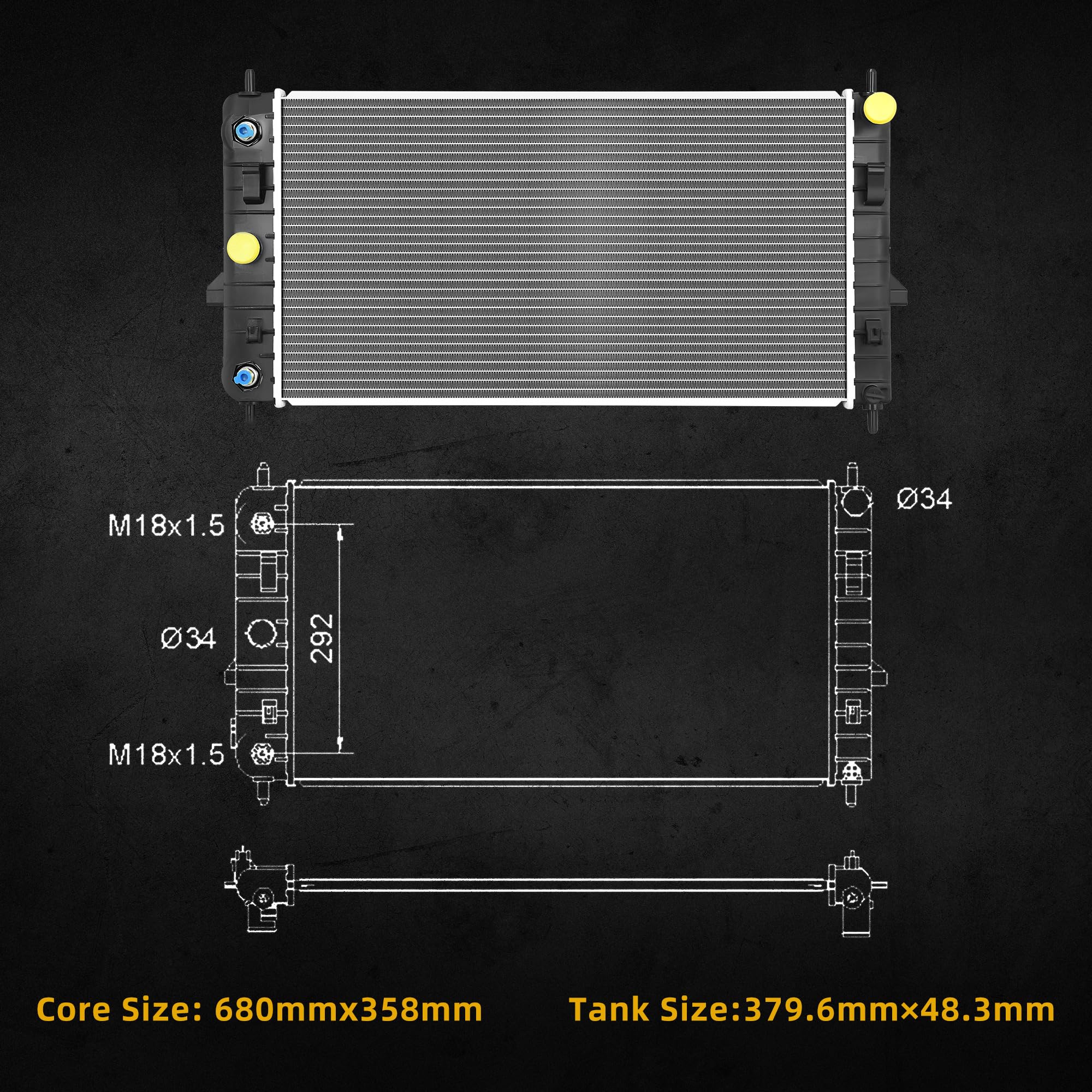 Dwvo Radiator Compatible With 2005 2006 2007 2008 2009 2010 Chevrolet Cobalt 2007-2010 Pontiac G5 2003 2004-2007 Saturn Ion L4 2