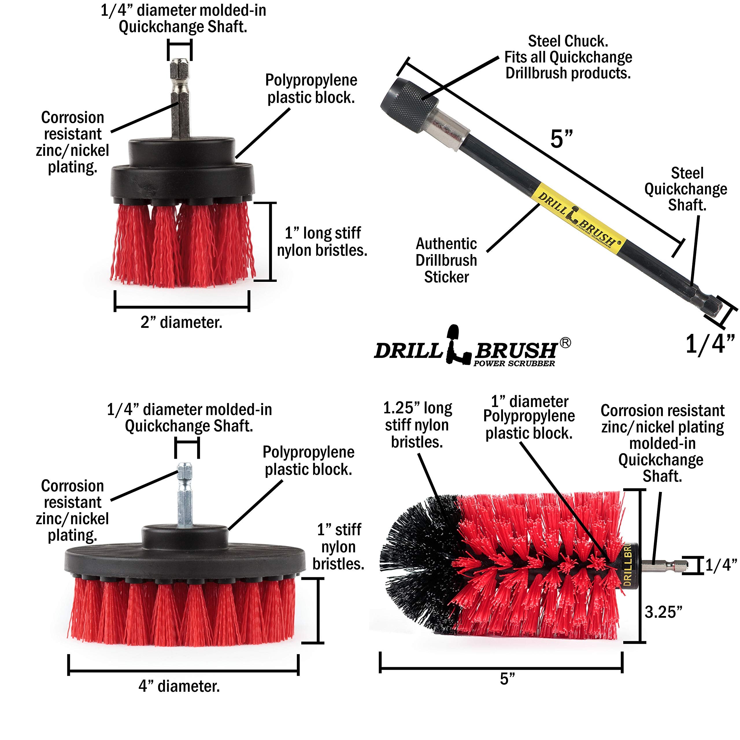 Drill Brush Power Scrubber By Useful Products - Multi Surface Cleaning Brush With Long Reach Extension - Rotary Tool Accessory B