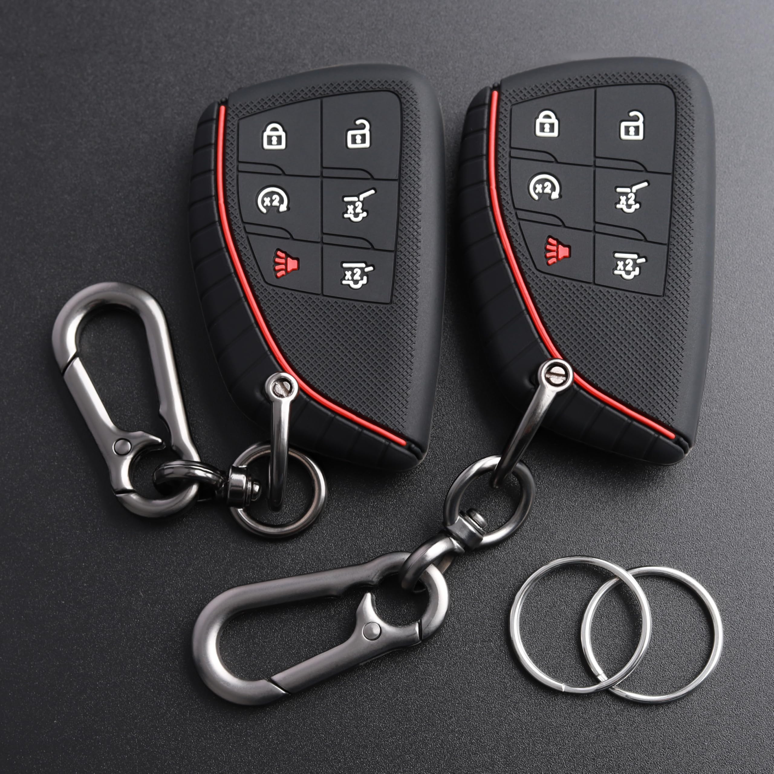 Tandrive Key Fob Cover For 2025 2024-2021 Chevy Tahoe Suburban Gmc Yukon, 6 Button, Silicone, 2-Pack, Black