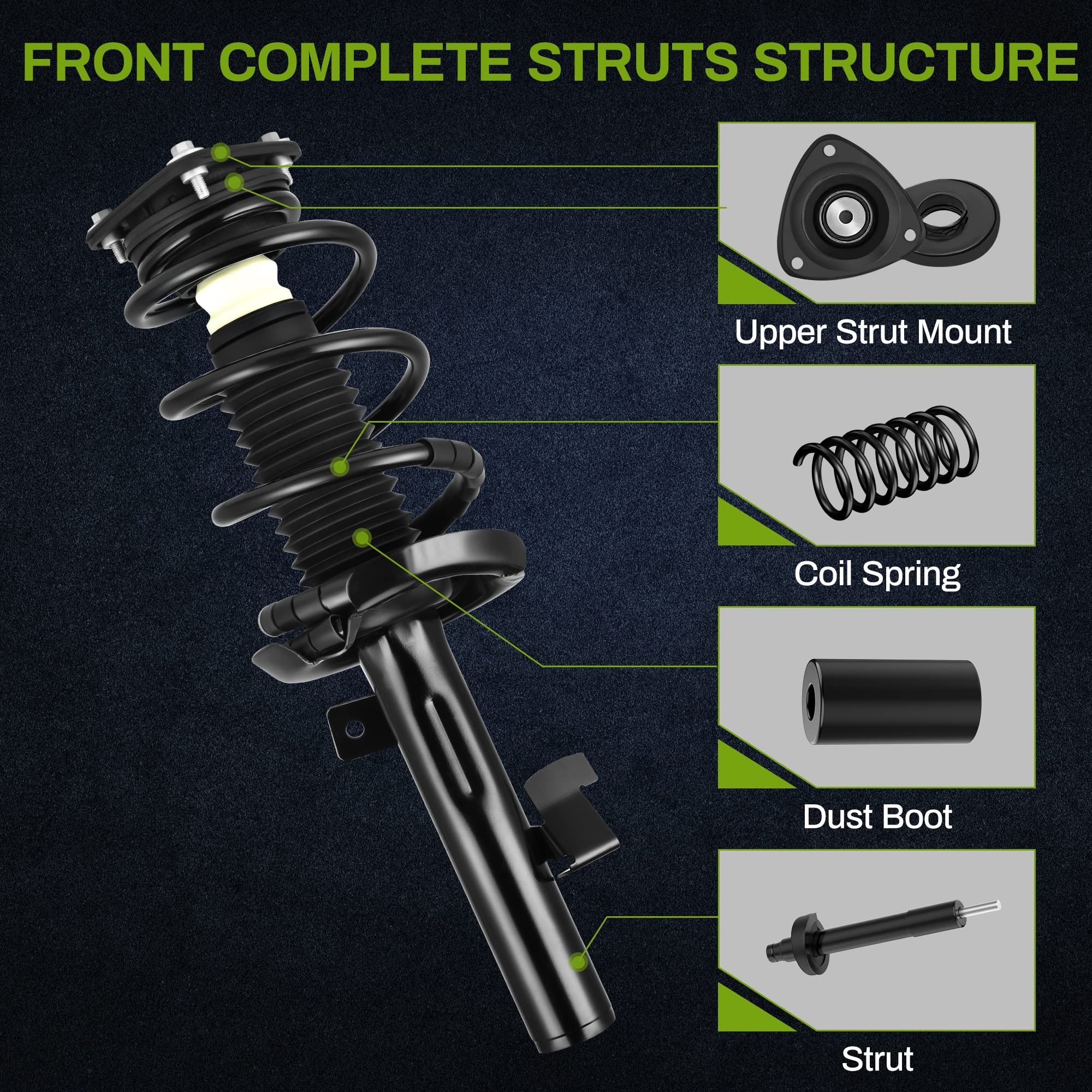 Autosaver88 Front Pair Complete Struts Rear Shocks Assembly Compatible With 2004-2009 Mazda 3, 2006-2010 Mazda 5