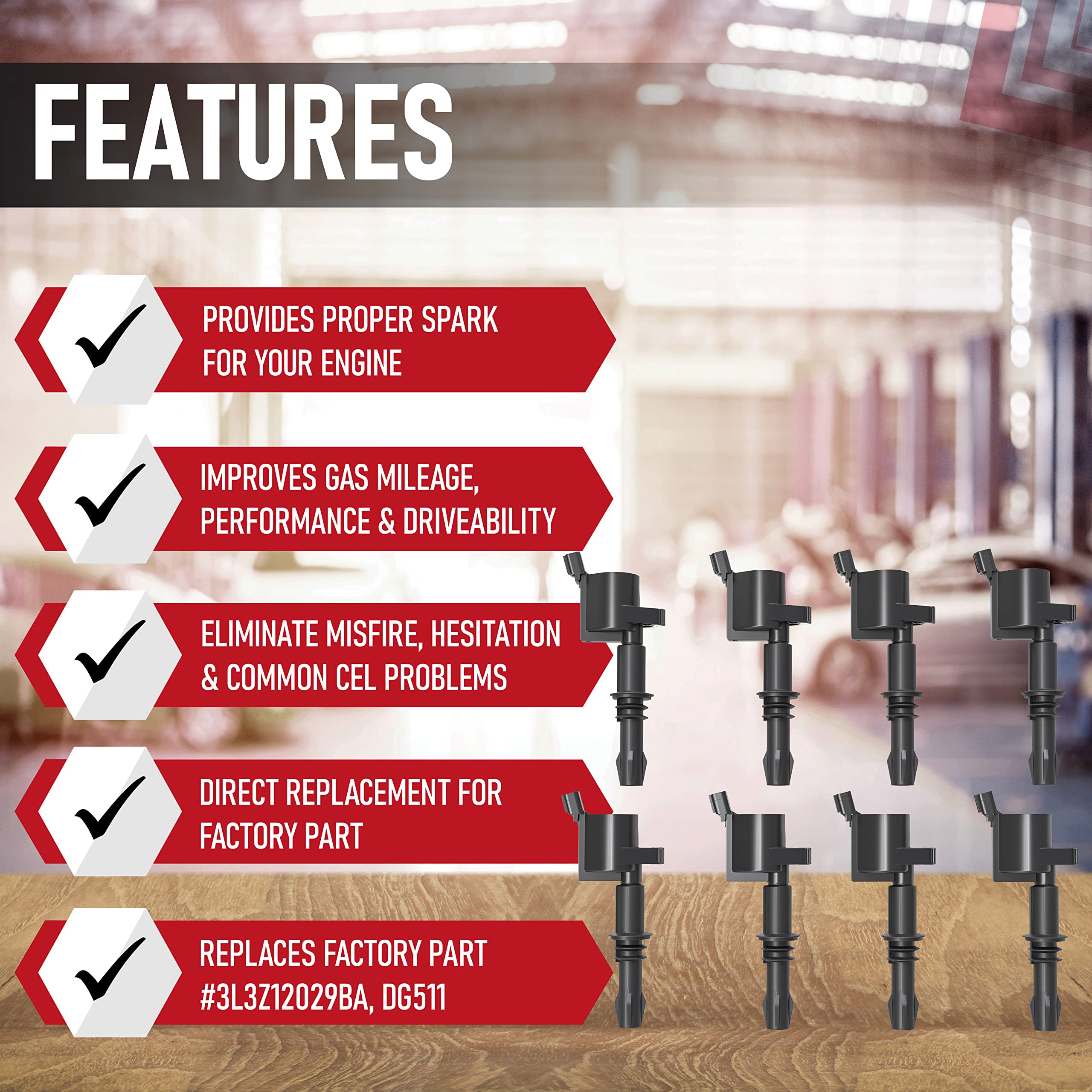 Ignition Coil Pack Set Of 8 - Compatible With Ford, Lincoln And Mercury - 4.6L, 5.4L - 2004, 2005, 2006, 2007, 2008 F150, F250 S