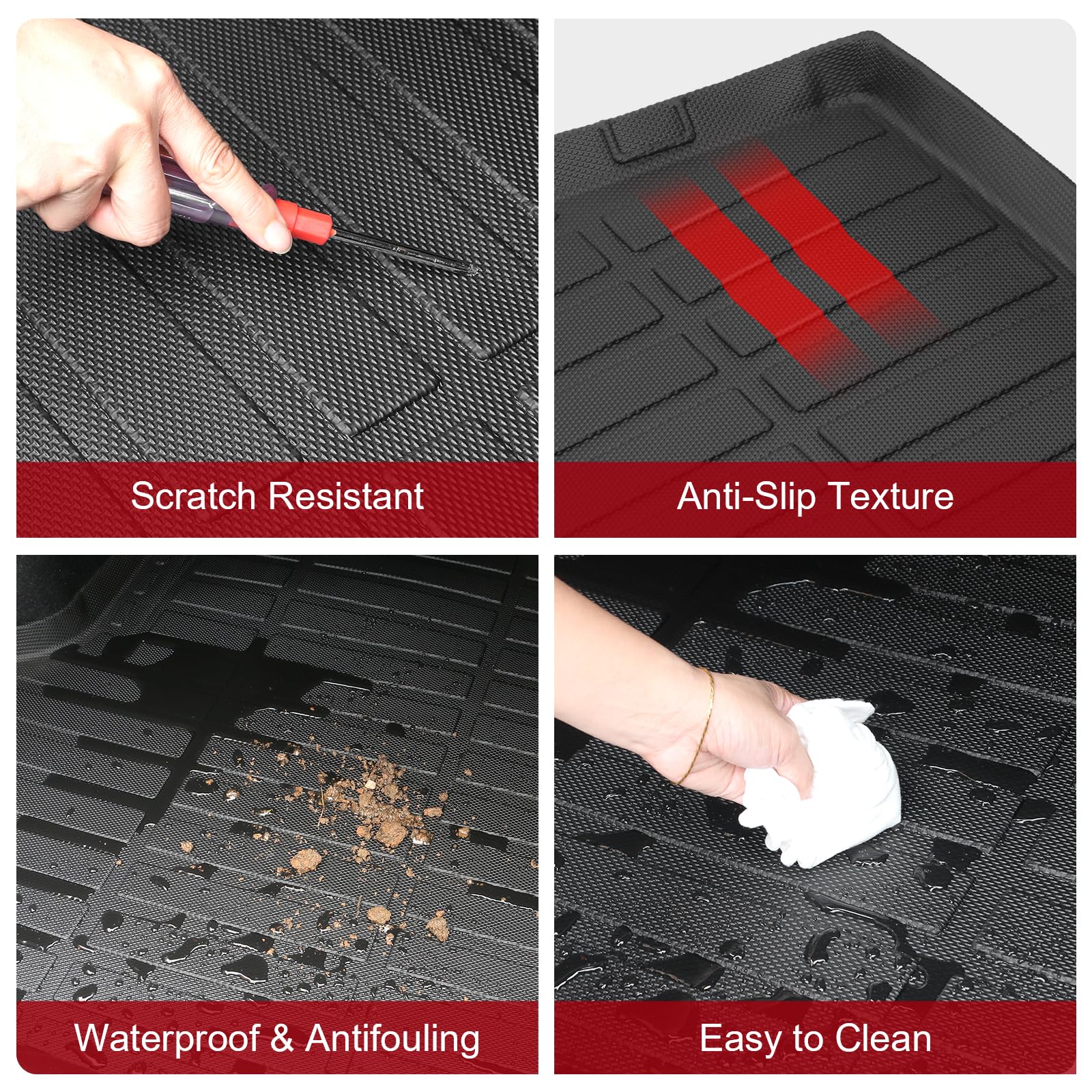 IKON MOTORSPORTS TPE Cargo Trunk Liner, Compatible with 2022-2024 Hyundai Tucson, Custom Fit All Weather Protection Heavy Duty Rear Trunk Tray Cargo Mats Protector, Black