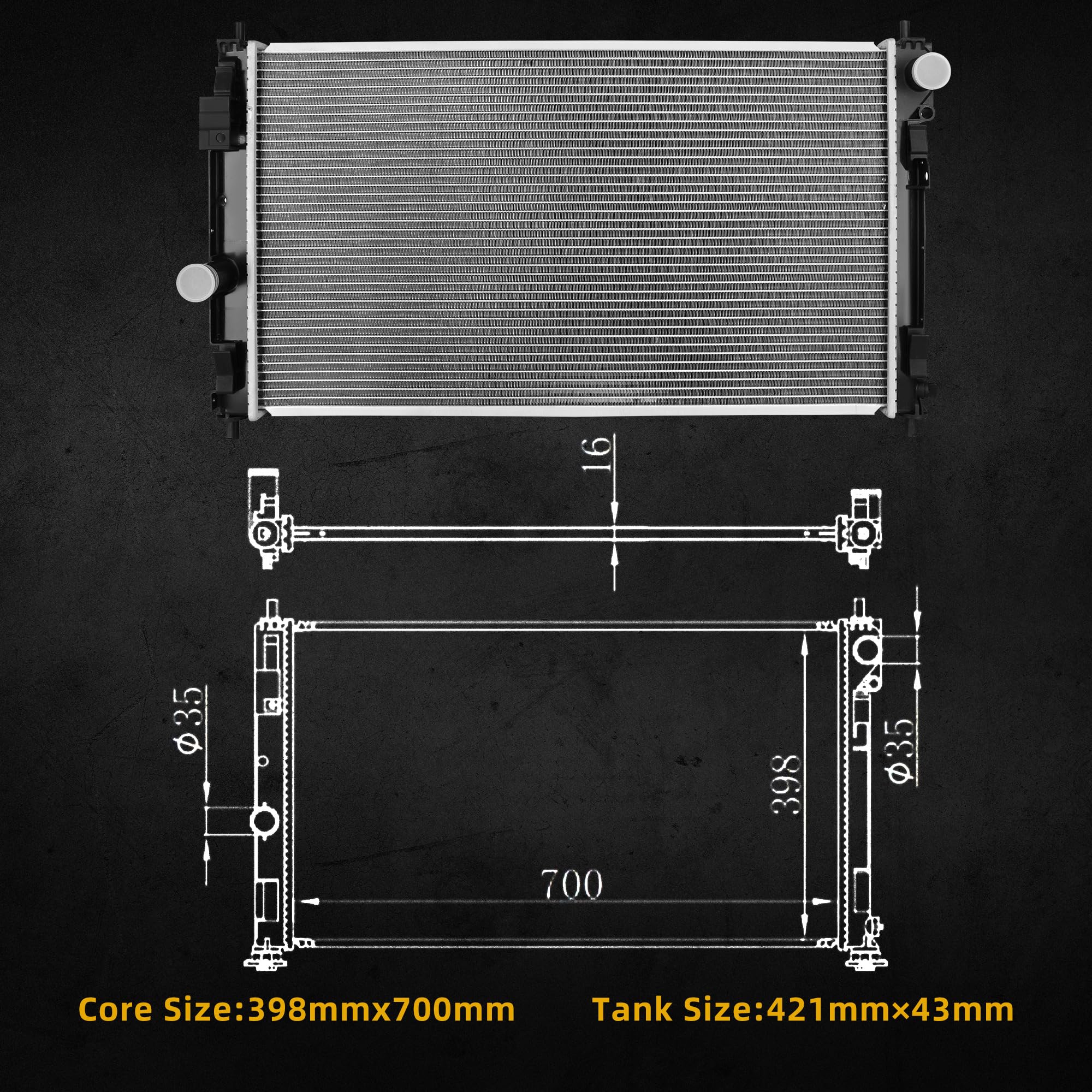 Dwvo Radiator Compatible With 2007-2012 Dodge Caliber 2007-2016 Jeep Patriot Compass 2008-2014 Avenger 2007-2010 Chrysler Sebrin