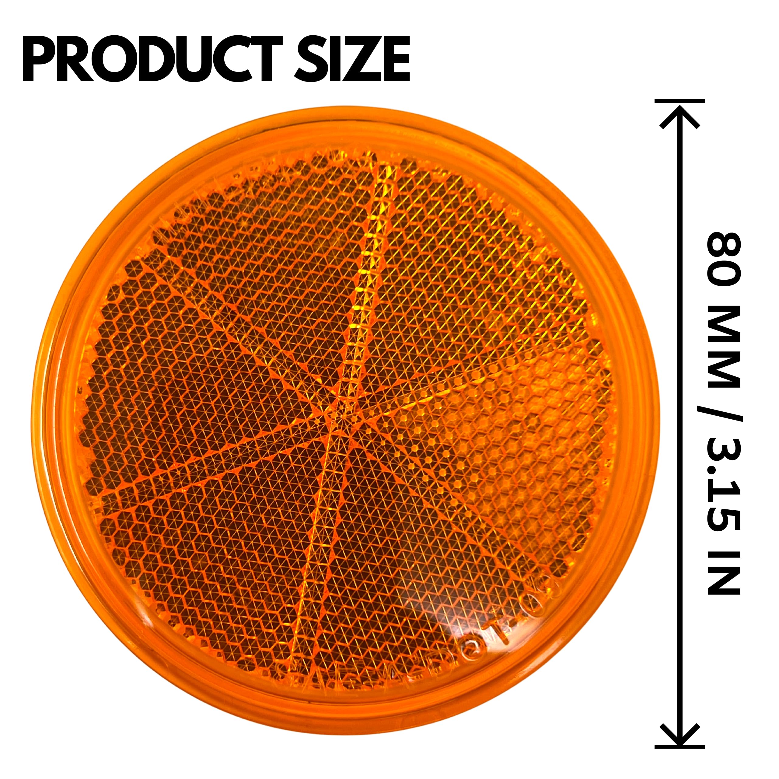 [All Star Truck Parts] Class A 3'' Round Reflector Strong Stick-On - Red/Amber For Trailers, Trucks, Automobiles, Mail Boxes, Bo