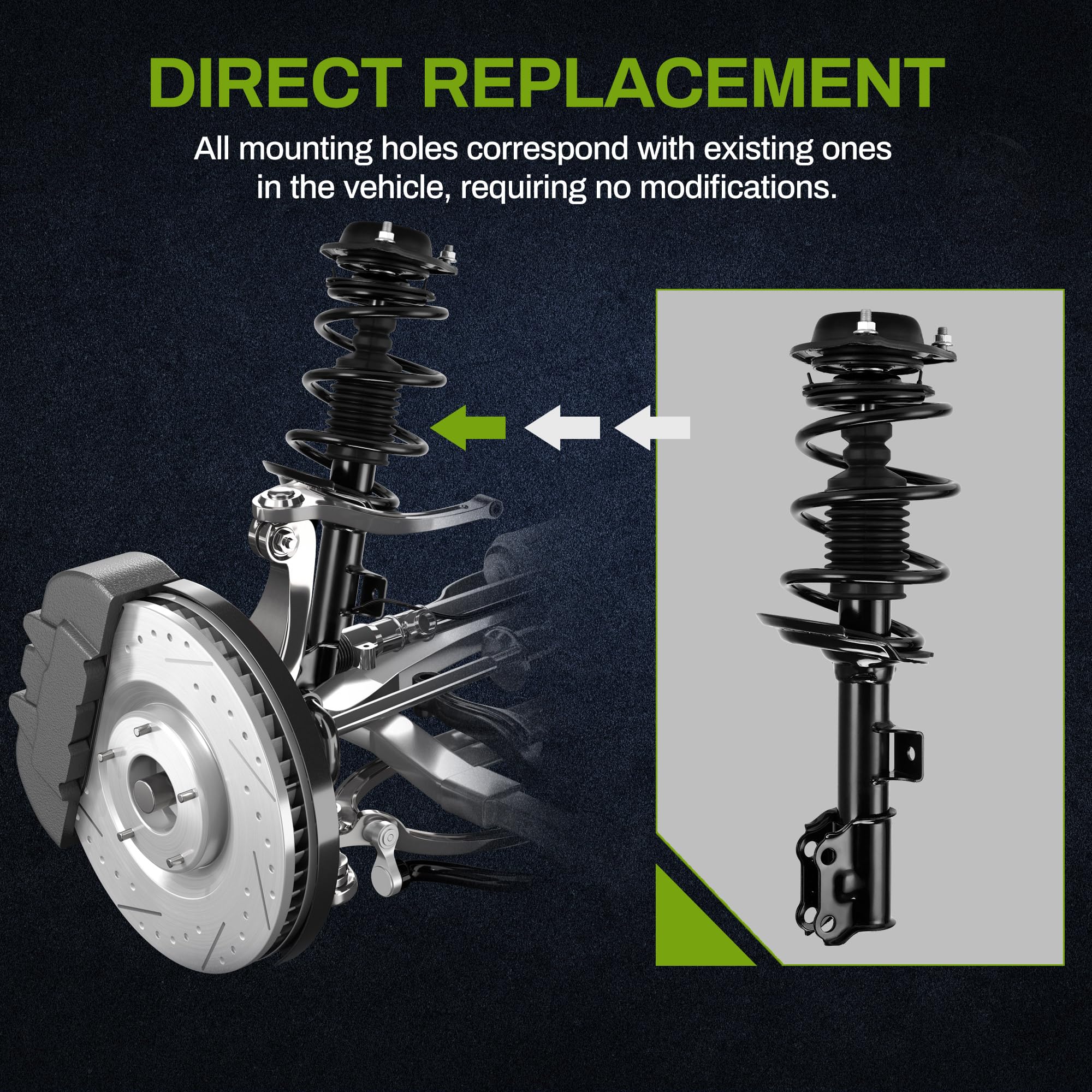 Autosaver88 Front Pair Complete Quick Struts Compatible With 2011-2016 Hyundai Elantra