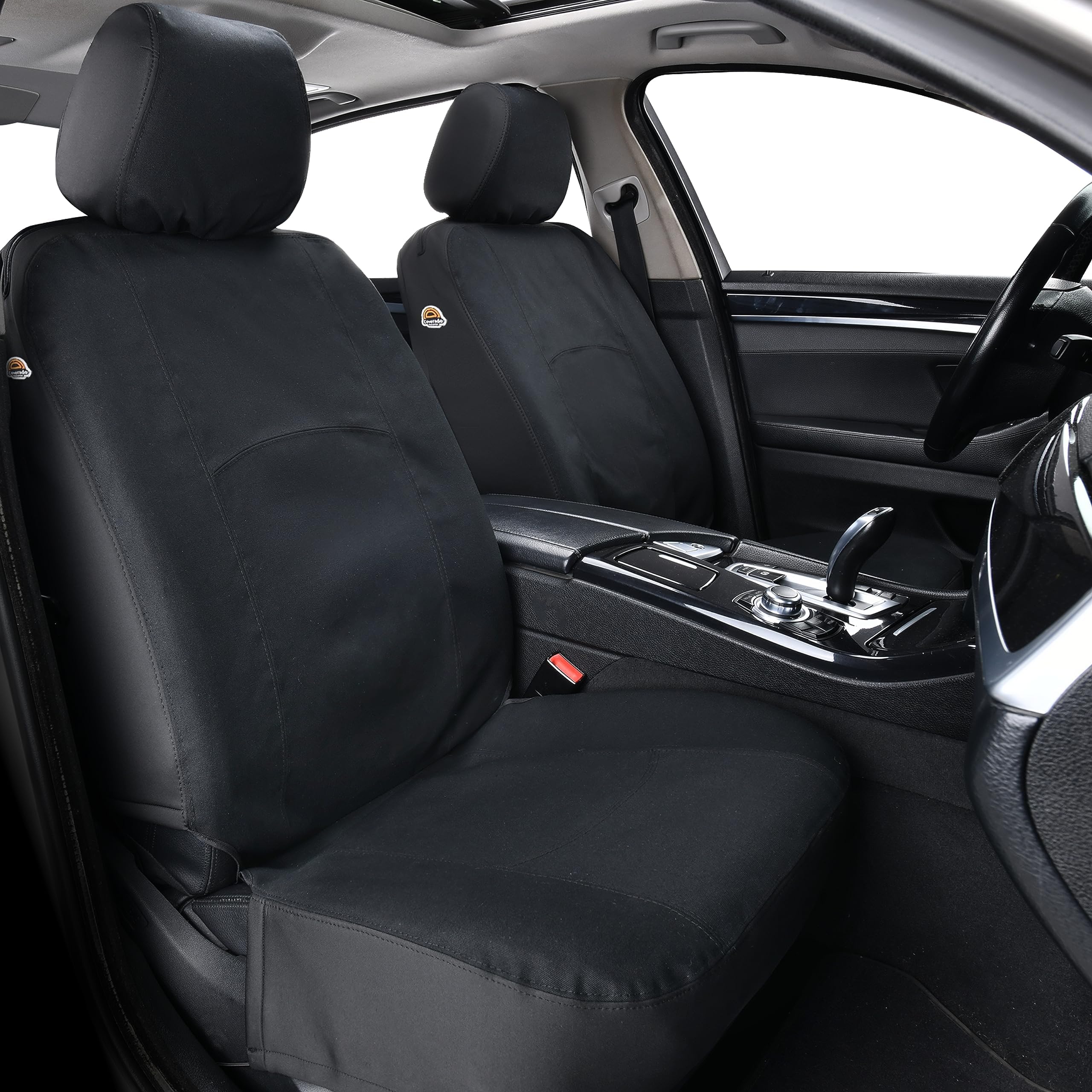 Coverado Car Seat Covers Front, Canvas Universal Seat Covers for Cars, 2-Pack Car Seat Cushions, Auto Seats Protectors for Kids 