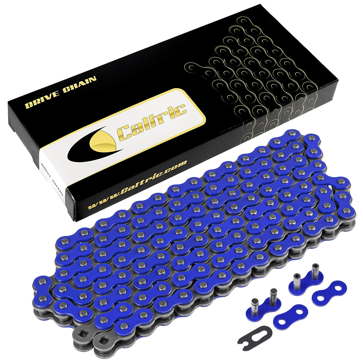 Caltric Blue 520-Pitch 120-Links Non-Oring Drive Chain Compatible With Atv/Utv/Quad/Side X Side/Motorcycle/Dirtbike/With Rivet A