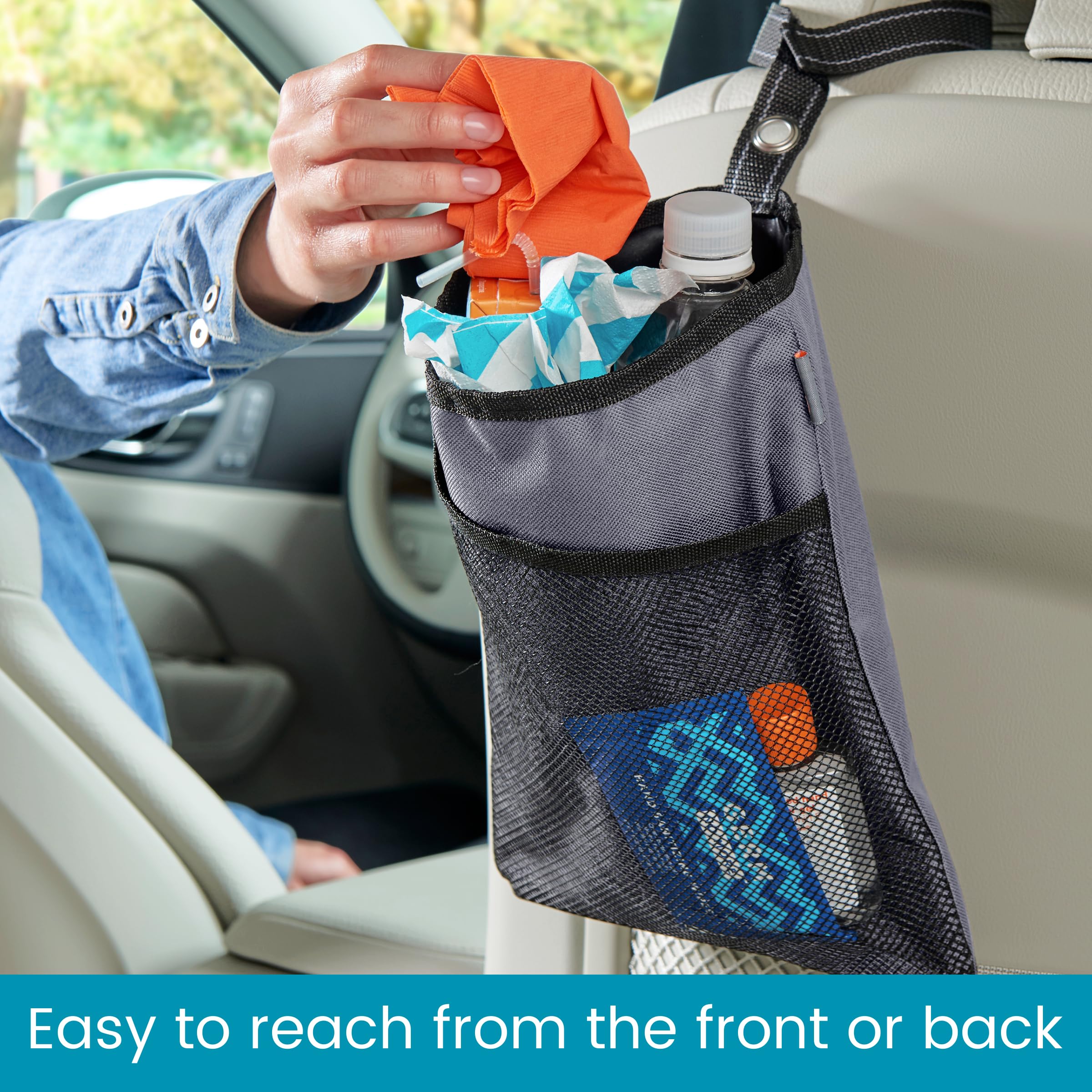 High Road Trimtrash Hanging Car Garbage Bag - Leakproof And Compact With Magnetic Closure And Storage Pocket