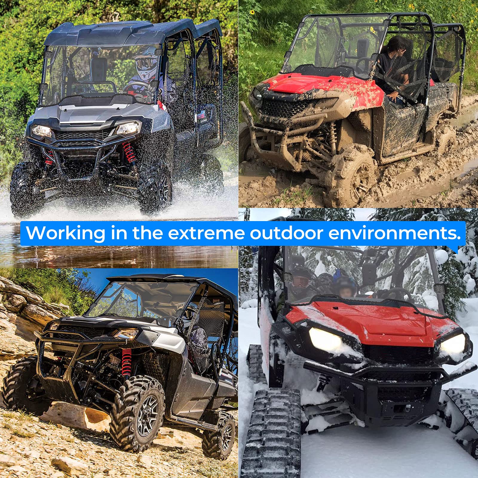 Kemimoto Full Front Windshield Compatible With Pioneer 700 700-4 2014-2024, Uv Resistant 1/4' Clear Polycarbonate, 95% Light Transmittance, Minor Scratch Resistance, Winscreen Windshield Accessories