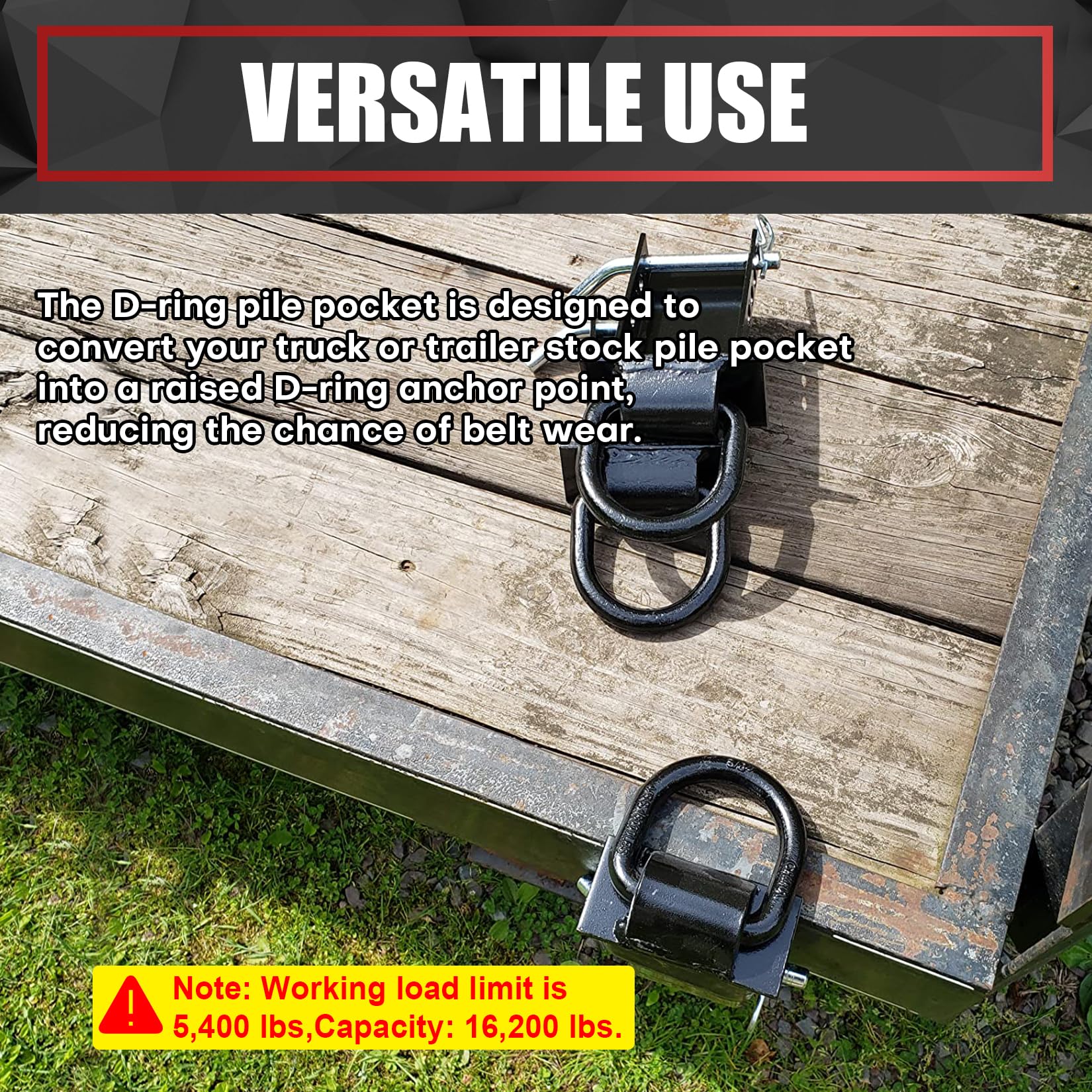 Viagl 2Pcs 18000Lbs Heavy Duty Removable D Ring Stake Pocket Tie Down For Utility Trailers And Flatbeds Equipped With Stake Pock