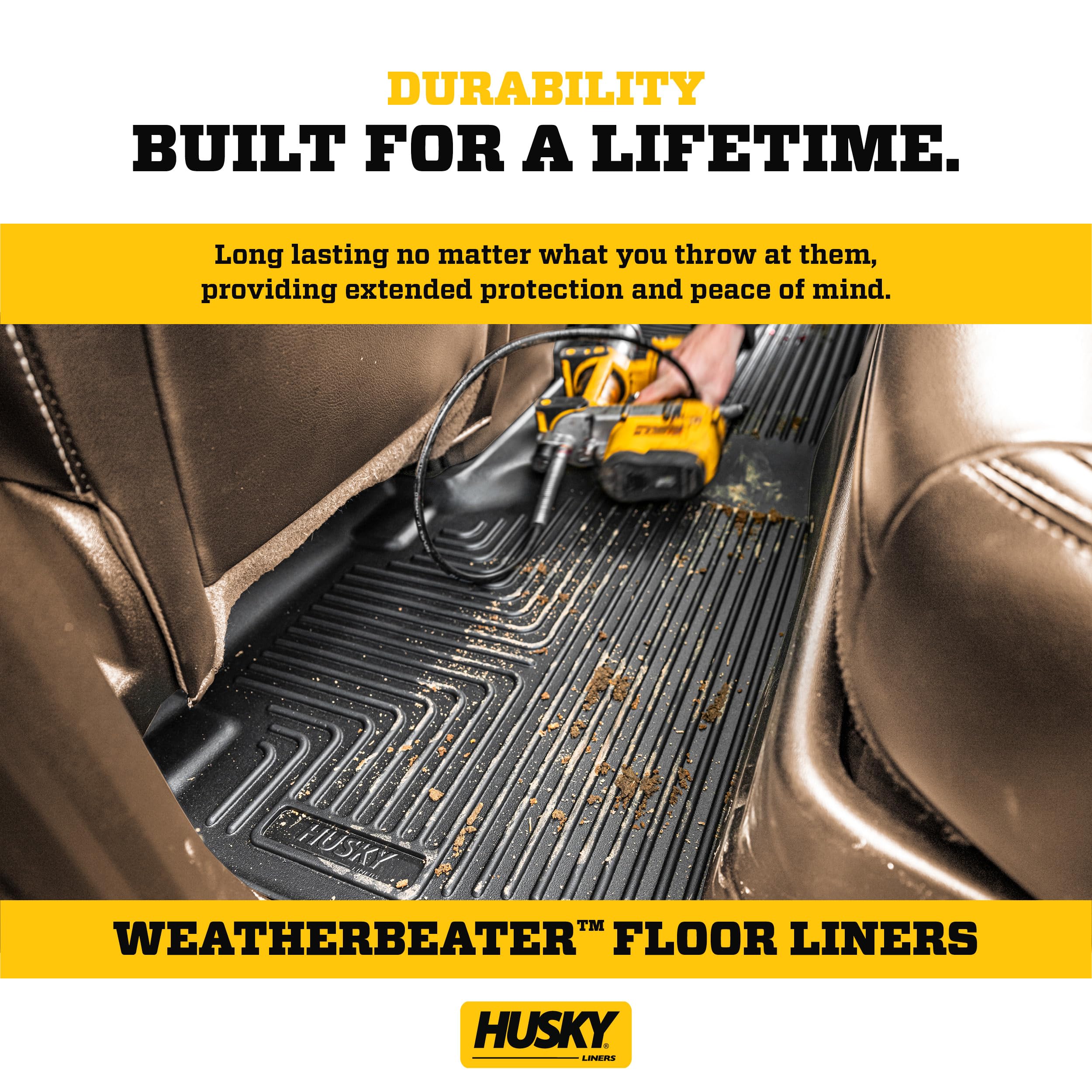 Husky Liners Weatherbeater Floor Mats | Fits 2009 - 2015 Honda Pilot | Front & 2Nd Row, 3-Pc Black - 98421