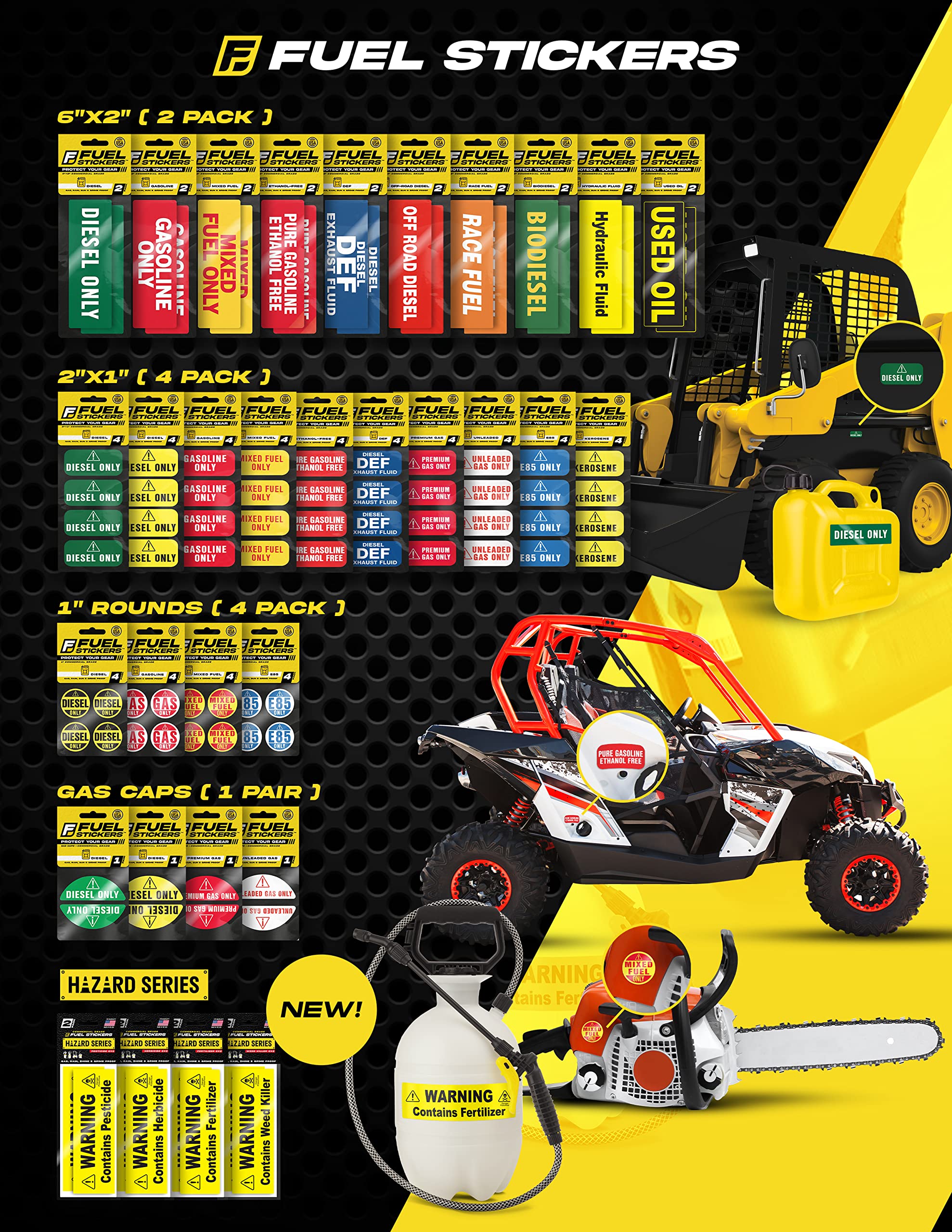 Mixed Fuel Stickers 50:1, 2 Cycle Label For Outdoor Fuel Power Equipment - Weather Proof, Extreme Stick, Commercial Grade Labels
