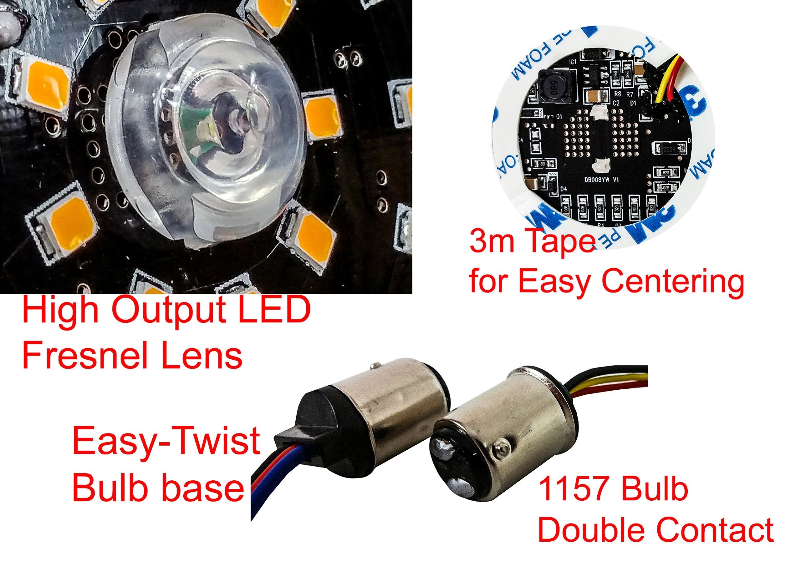 Oz-Usa Deuce-Style Dual Led White Amber Running Light Turn Signal Smoke Lens (1157 Bulb, White Amber Led)
