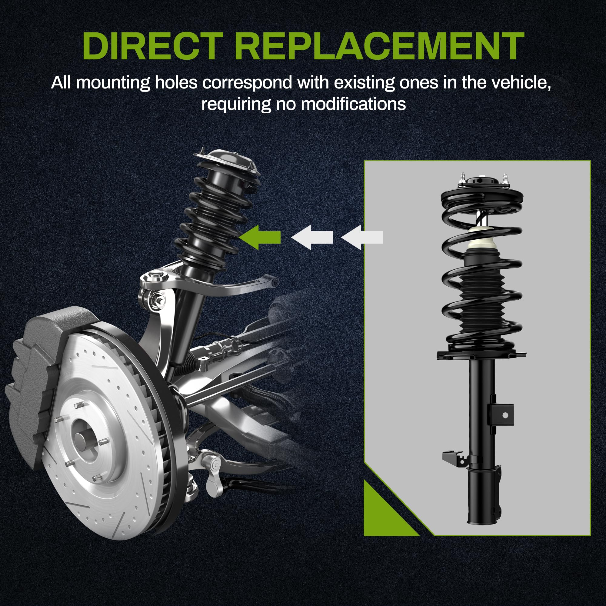 Autosaver88 Front Complete Struts & Coil Spring Assembly Compatible With 2001-2012 Ford Escape, 2001-2006 & 2008-2011 Mazda Trib
