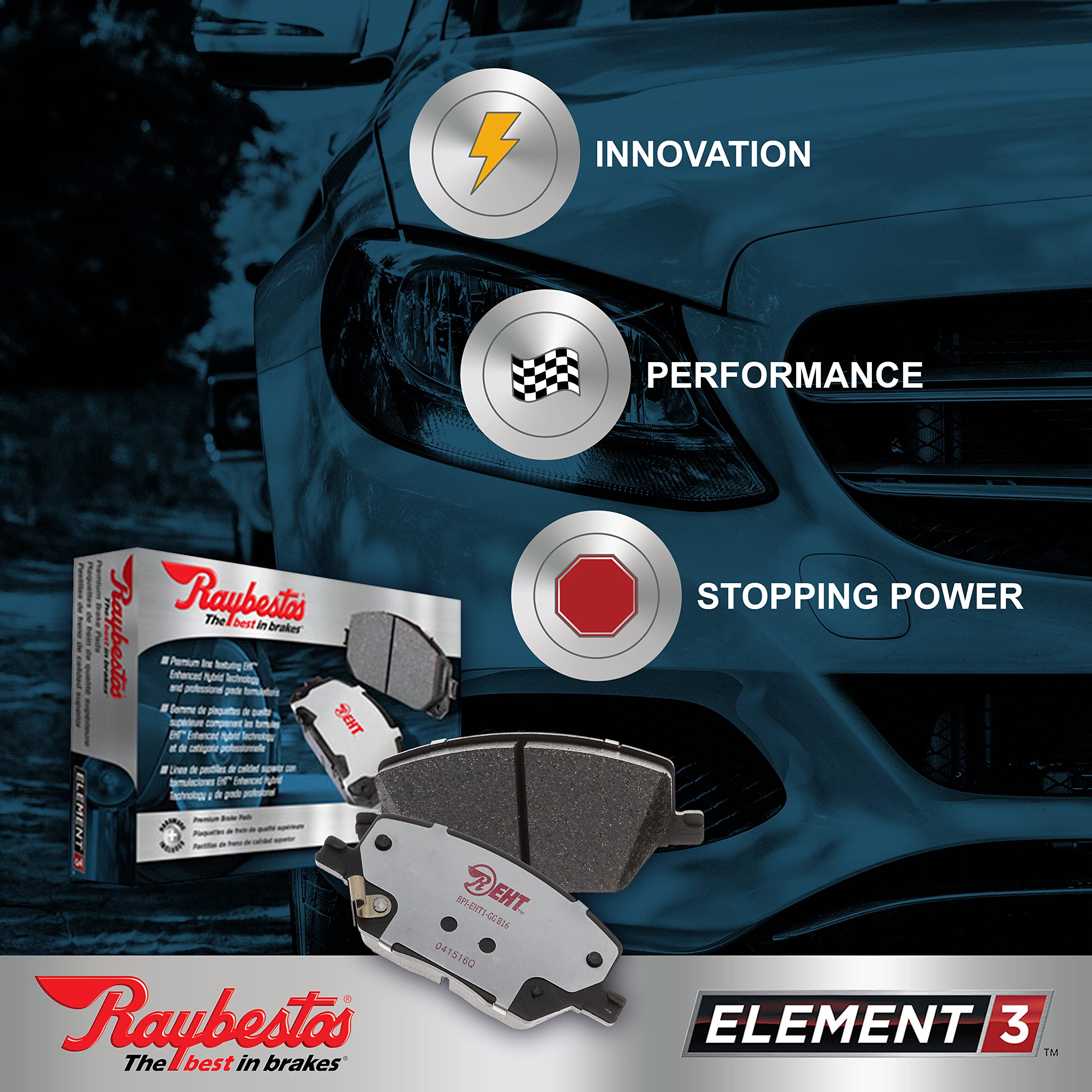 Raybestos Premium Raybestos Element3 Eht Replacement Rear Brake Pad Set For Select Infiniti Fx50/G37/M37/M56/Q50/Q60/Q70/Q70L/Qx