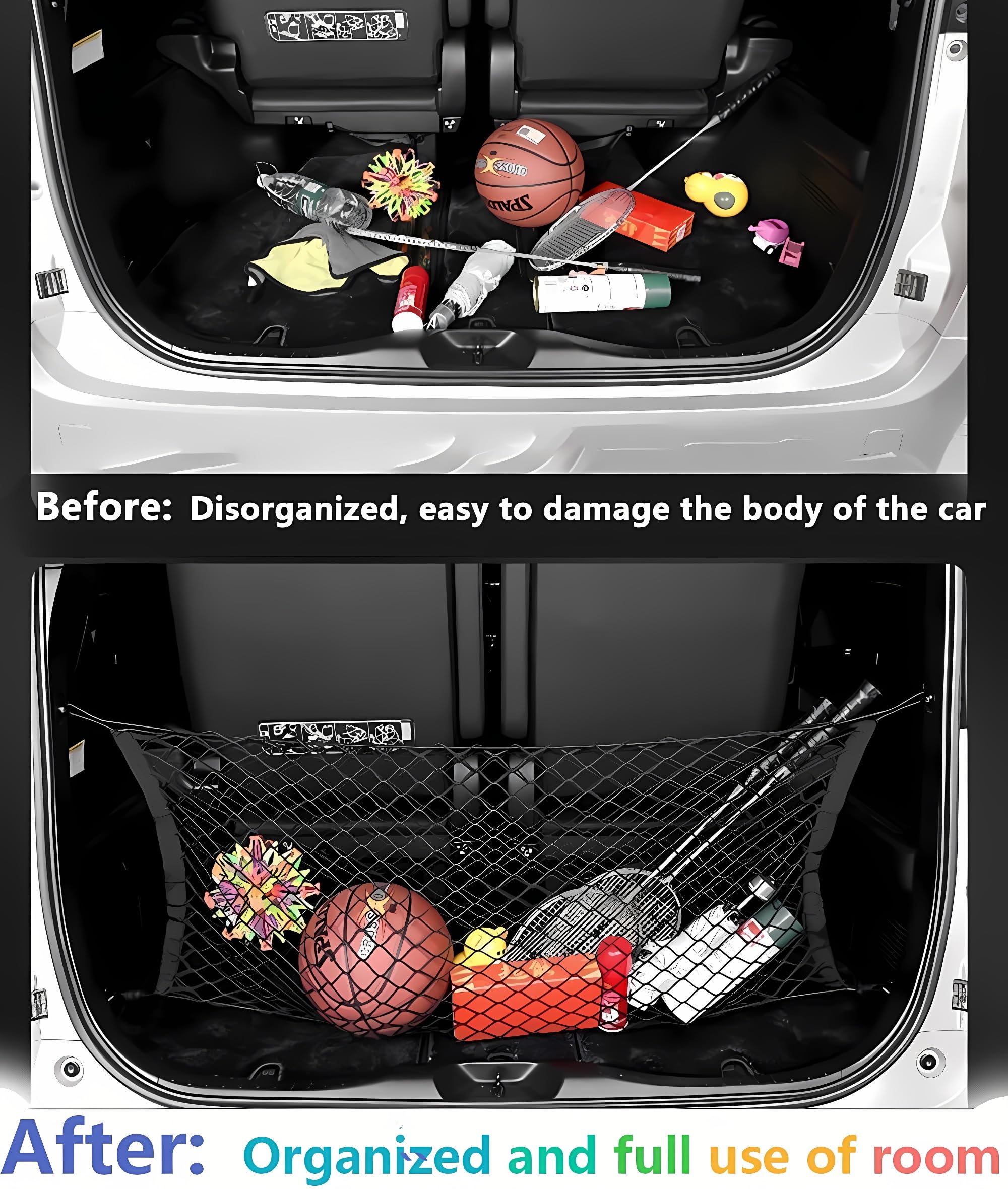 Car Rear Cargo Net, Adjustable Elastic Storage Organizer Net, Trunk Cargo Storage Net Compatible With 2018 2019 2020 2021 2022 2