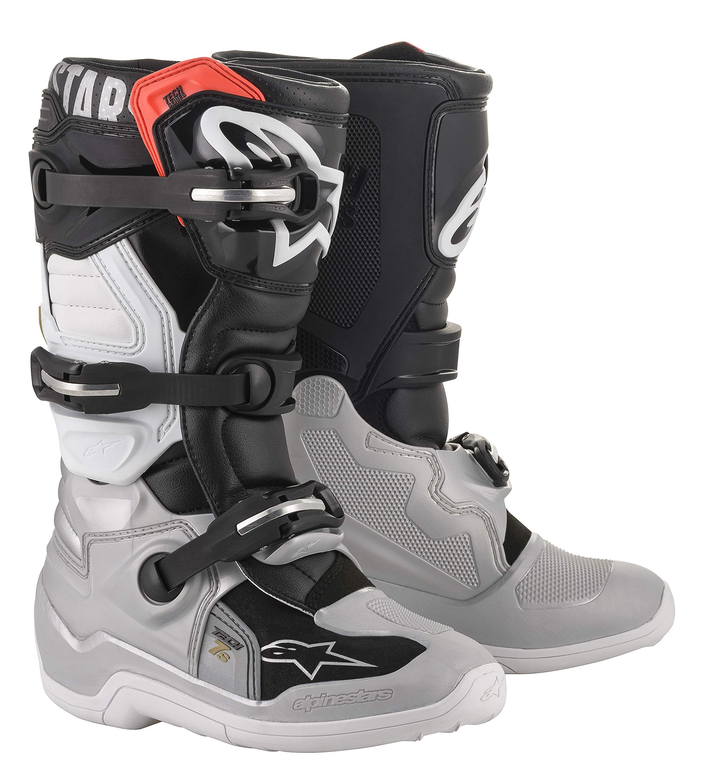 Alpinestars Mens Black/Silver/White/Gold Tech 7S Boots Sz 02, 2