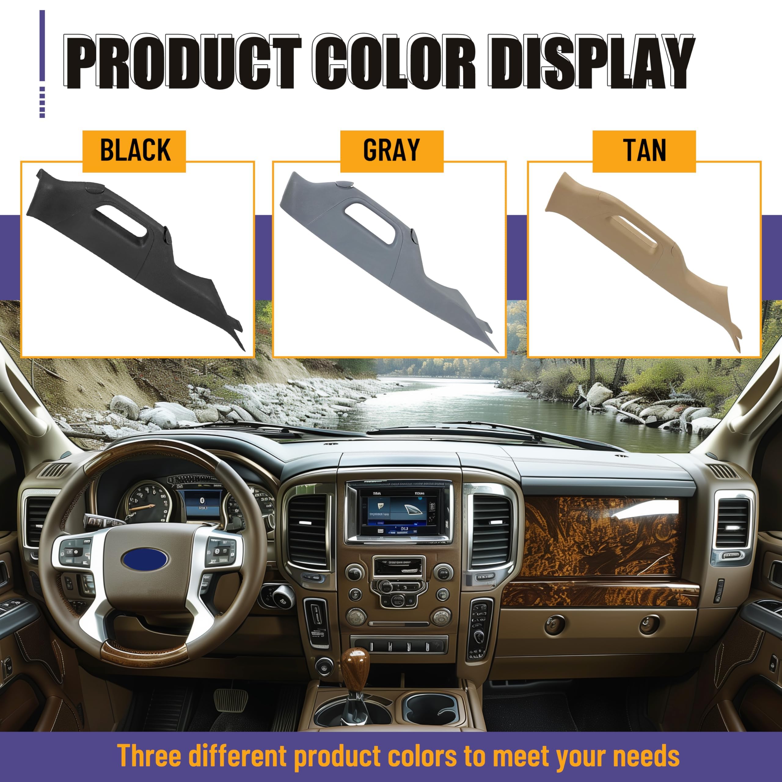 HECASA Pillar Grab Handle - Left Driver Side - Gray - Plastic - Compatible with 2011-2016 Ford Super Duty Model CB-714