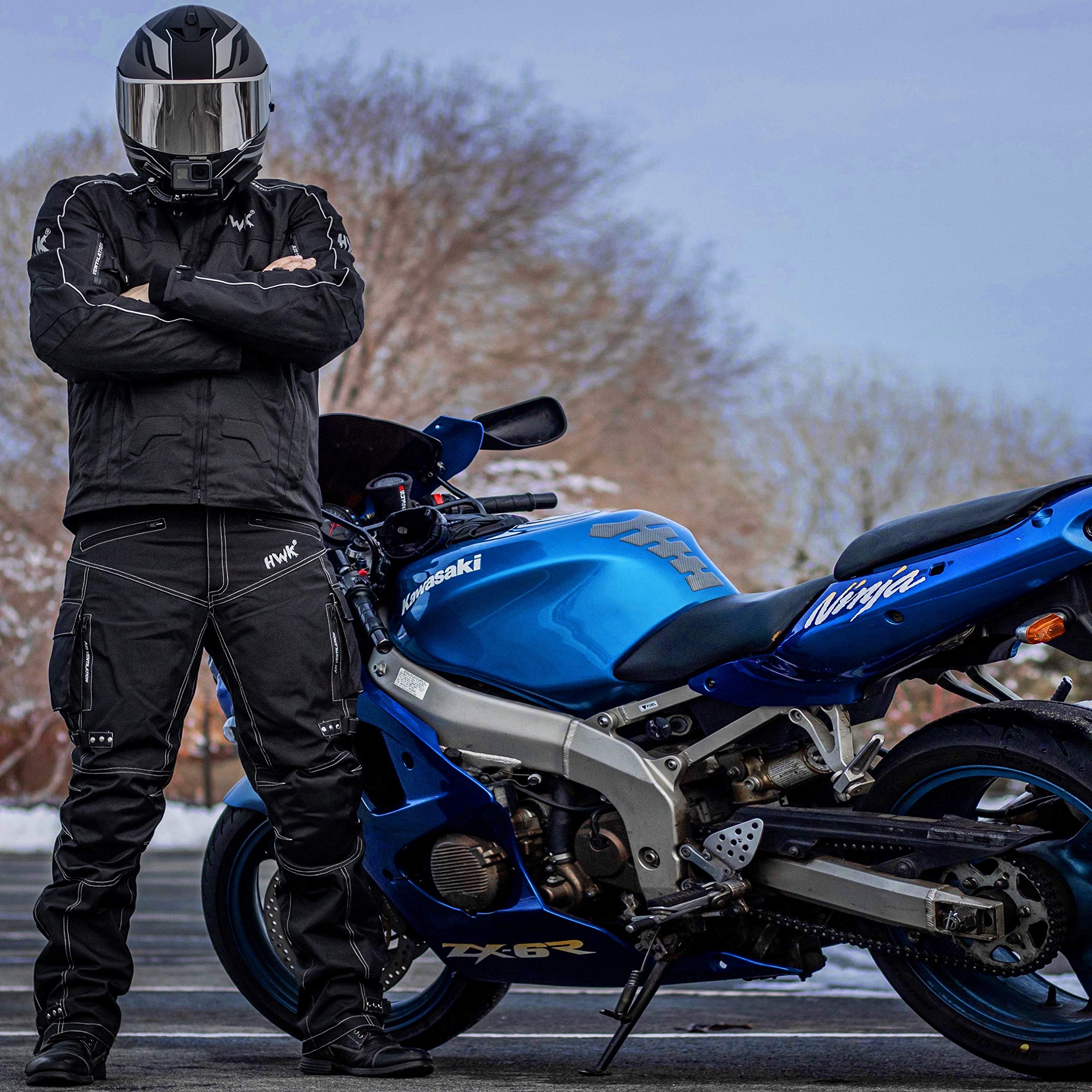 Hwk Spyder Motorcycle Jacket For Men With Weather Resistant Cordura Textile Fabric For Enduro Motocross Jacket 4X-Large/Black