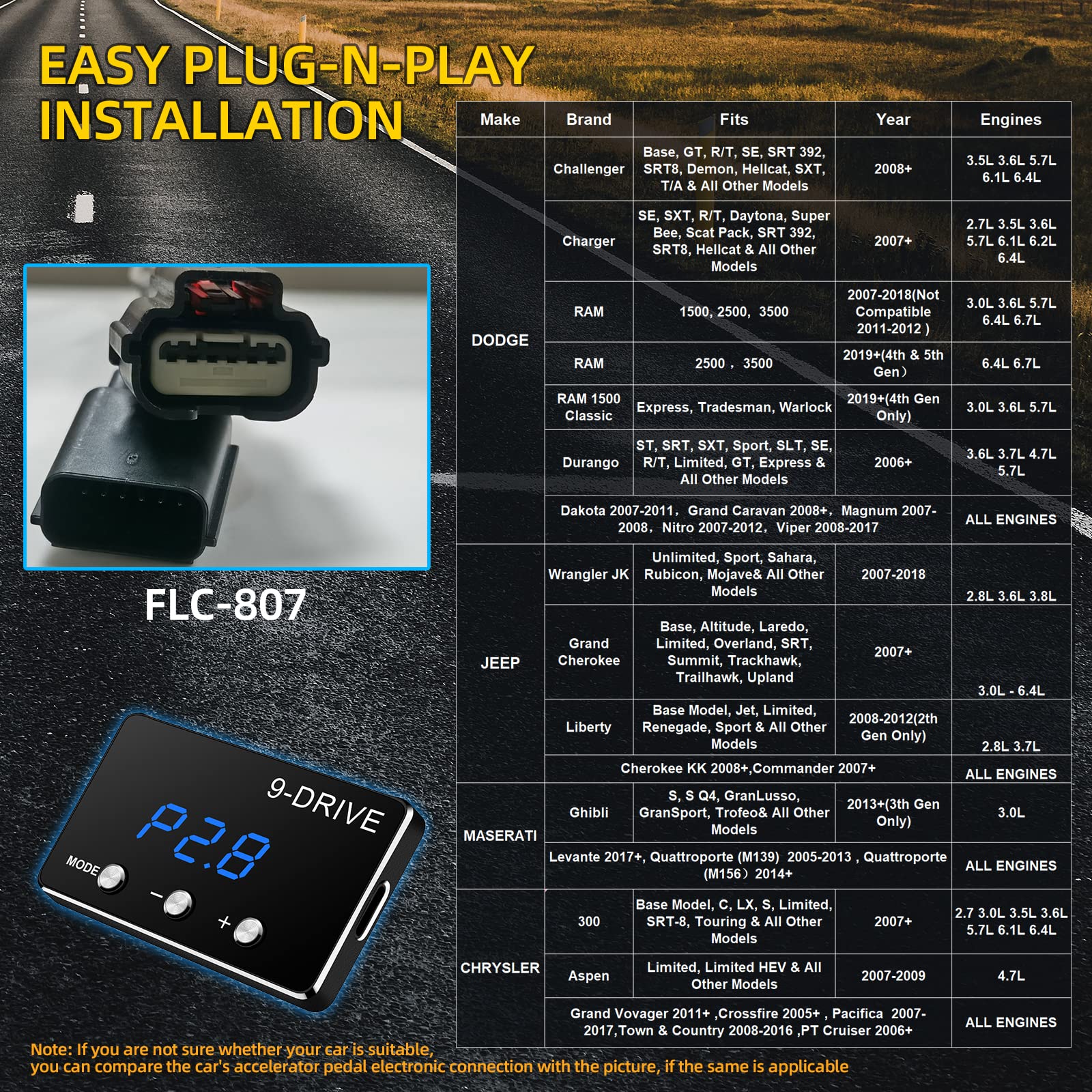 Throttle Response Controller 9 Drive Modes Smart Electronic Racing Accelerator Compatible With Dodge Challenger Ram Jeep Cherokee Kj Kk Wrangler Jk Maserati Ghibli