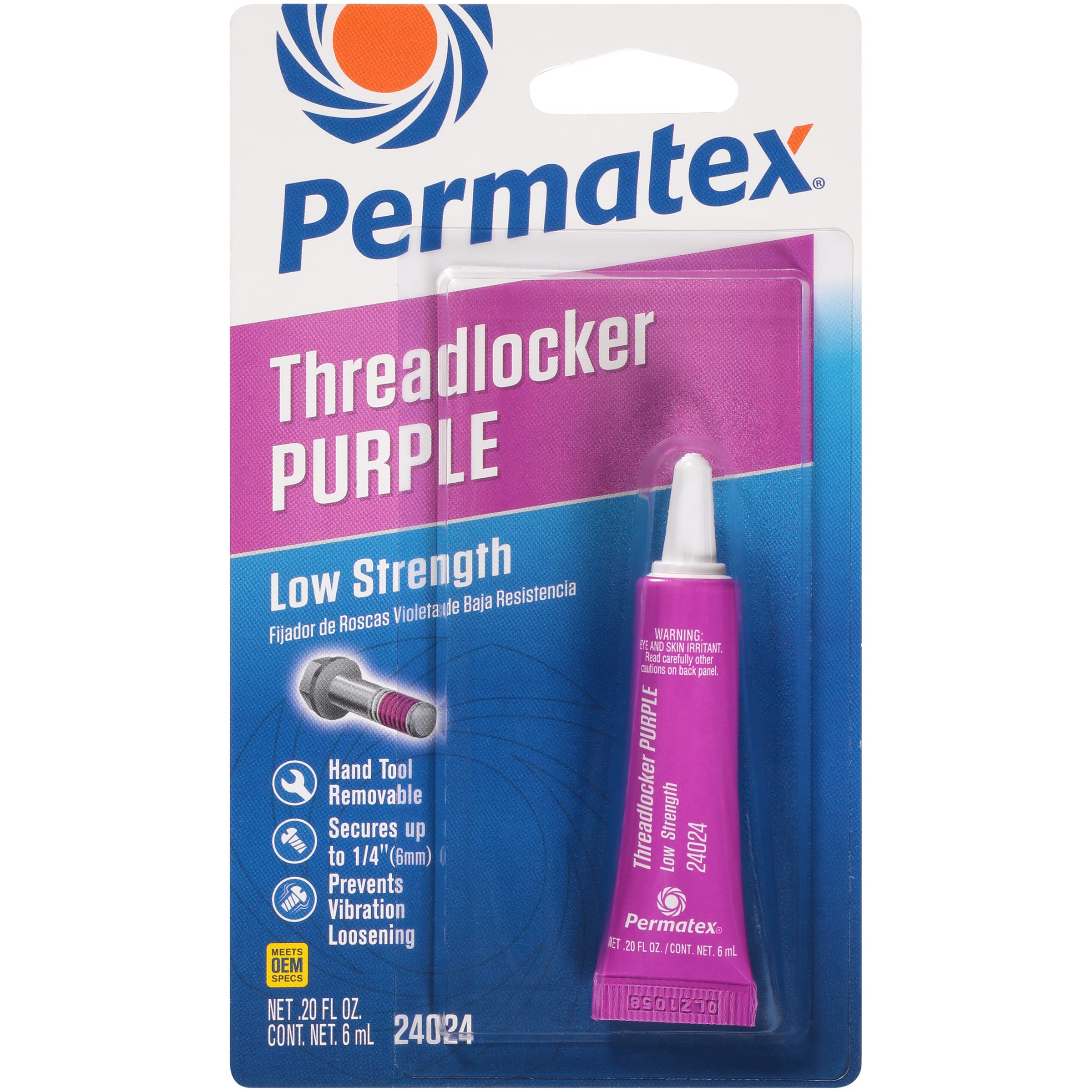 Permatex 24024-6PK Low Strength Threadlocker Purple, 6 ml (Pack of 6)