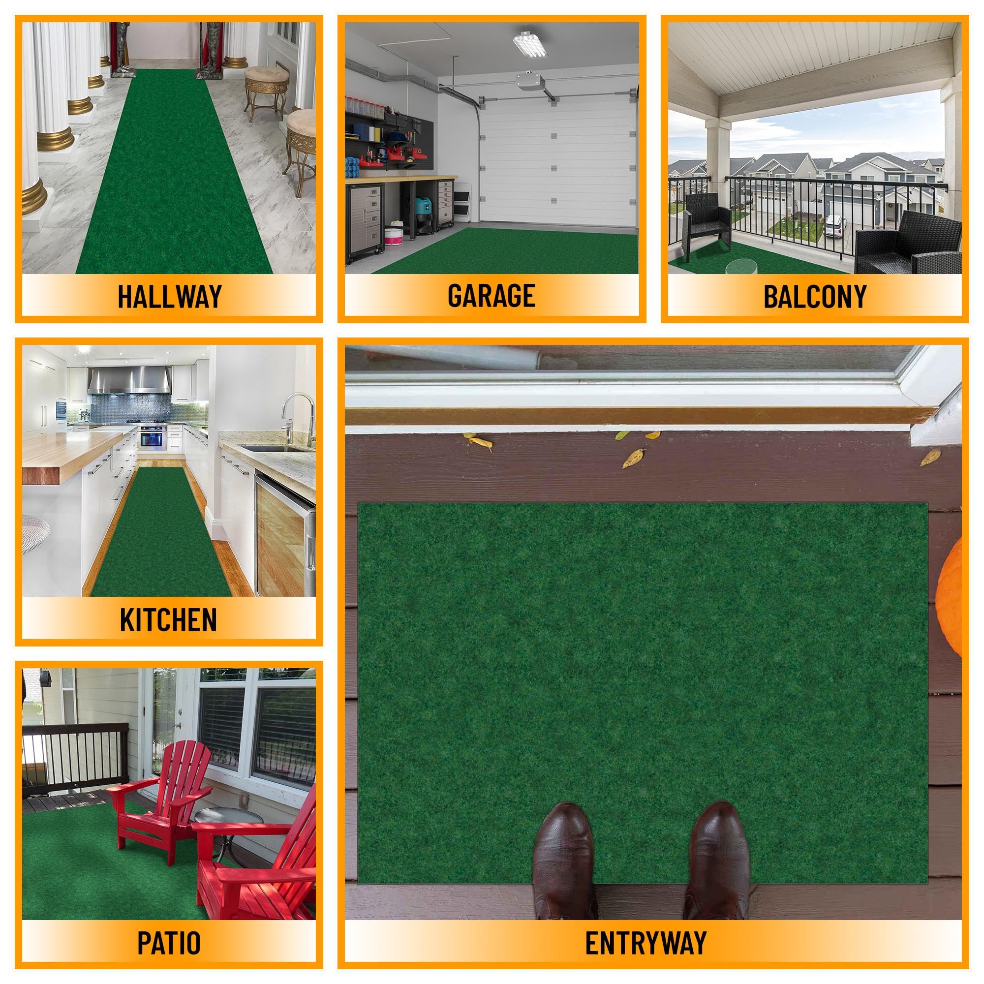 Ottomanson Solid Design Non-Slip Rubberback 3X19 Indoor/Outdoor Runner Rug For Hallway, Kitchen, Living Room, Garage, Patio, 2'7