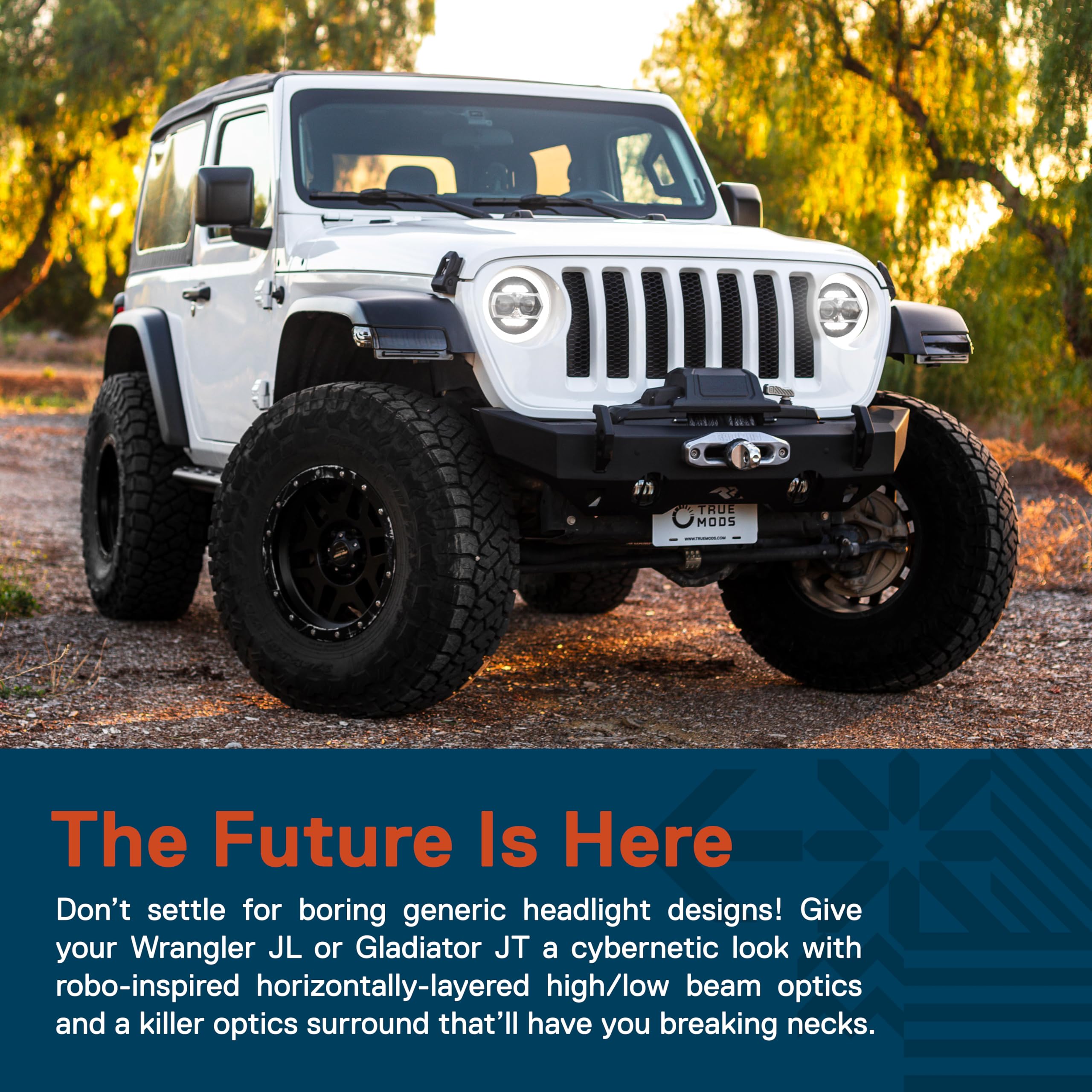 True Mods 9    Inch Round Led Headlights Replacement For Jeep Wrangler Jl Jlu Unlimited Gladiator Jt 2018-2024 Accessories [Dot