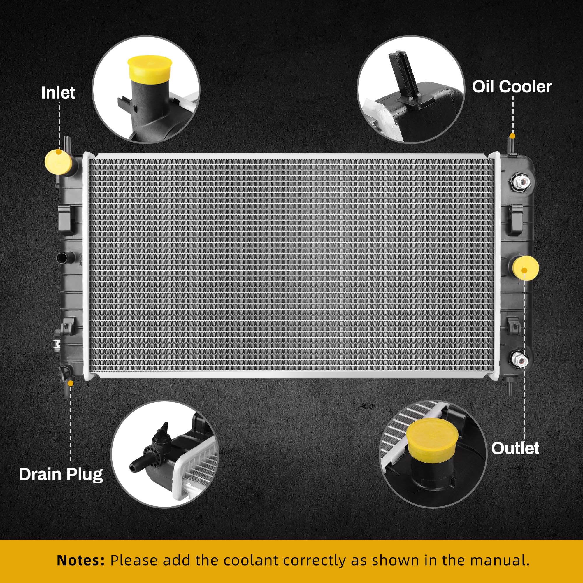 Dwvo Radiator Compatible With 2004 2005 2006 2007 2008 2009 2010 Chevrolet Malibu 2005-2010 Pontiac G6 2007-2008 Saturn Aura 3.5