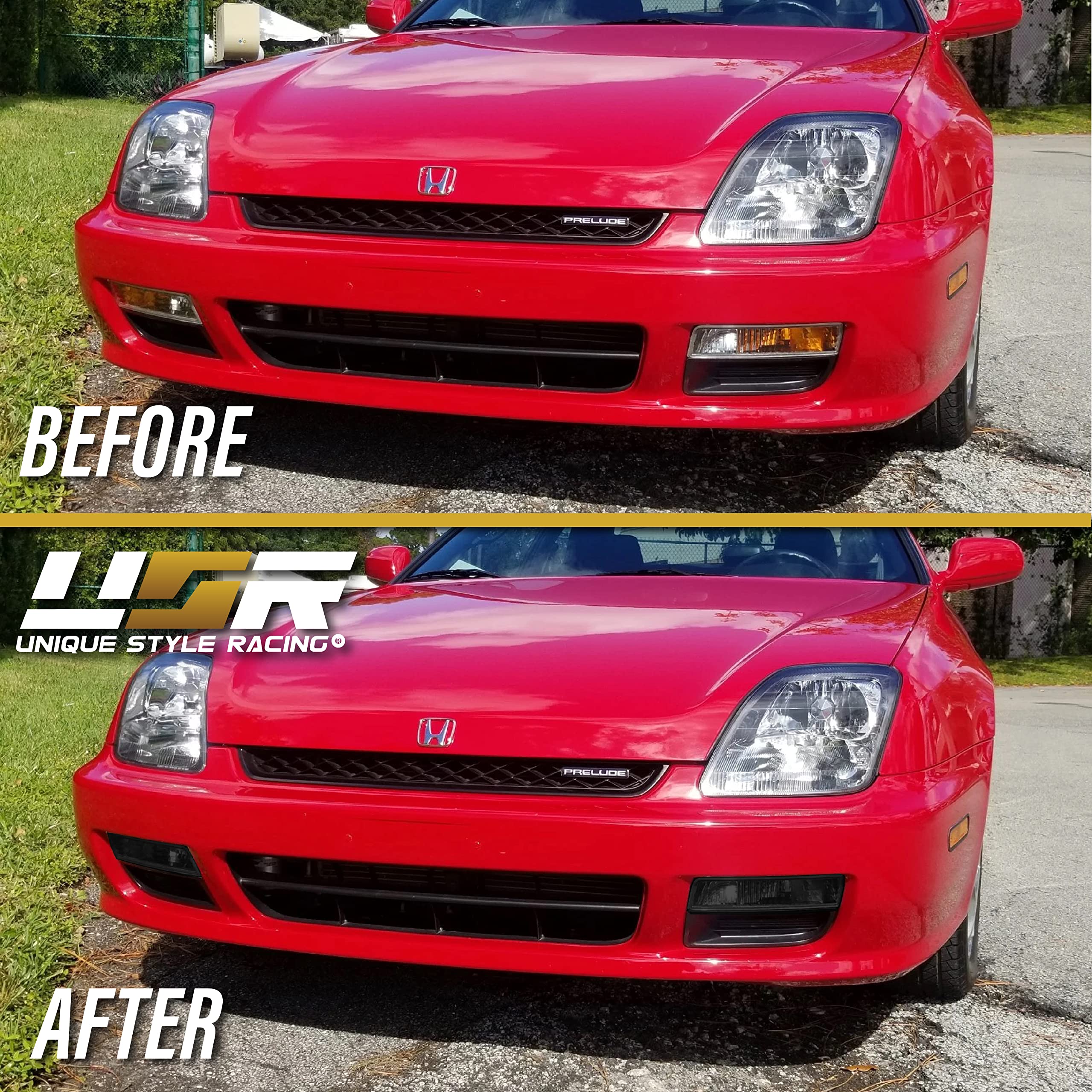 USR UNIQUE STYLE RACING Bumper Lights Set for 97-01 Honda Prelude - Front Smoke Parking Turn Signal Lamp (Left + Right) Model 317-1629PTA-VS