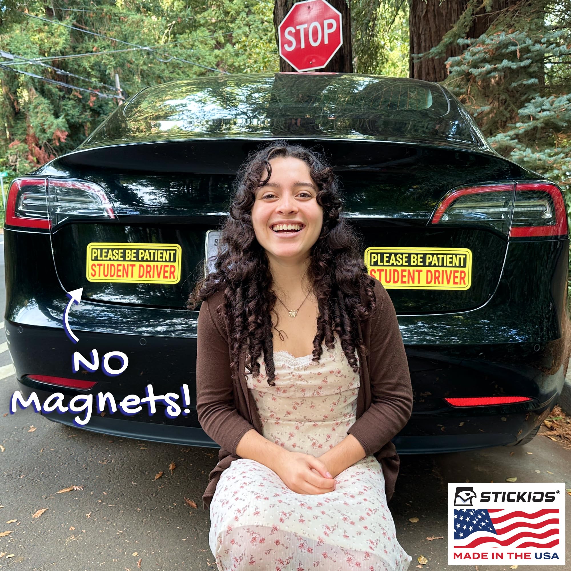 Stickios Non-Magnetic Student Driver Stickers - Removable Student Driver Decals For Cars & Windows - Paint-Safe Student Driver S