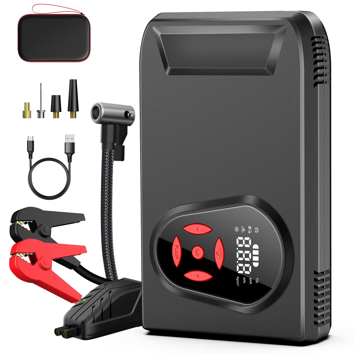 Bookoo Portable Car Jump Starter With Air Compressor, 3000A 150Psi Jumpe Starter Battery Pack, 12V Car Battery Booster Jump Box 