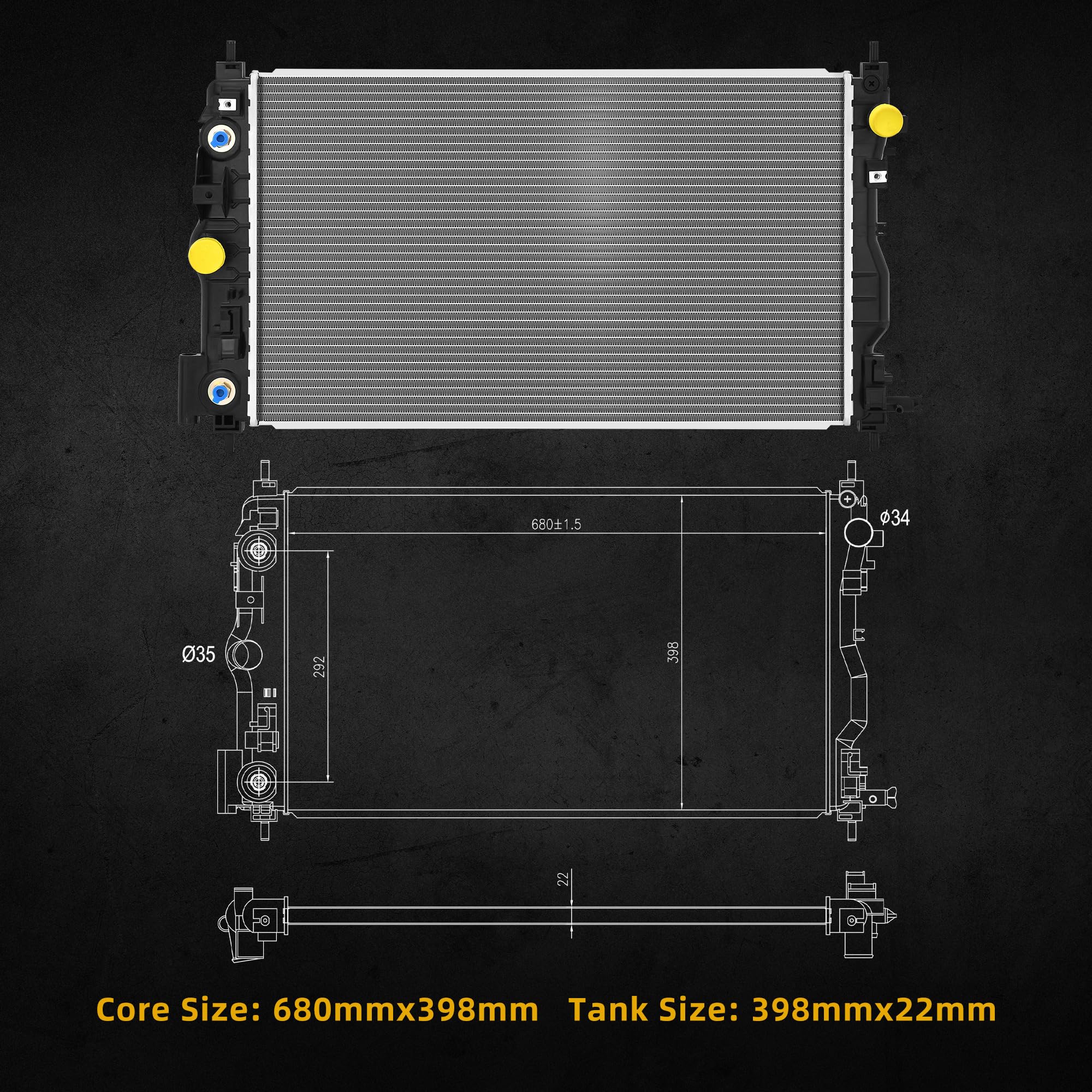 Dwvo Radiator Compatible With 2013 2014 Chevrolet Malibu 2014 2015 2016 Impala Limited 2014-2020 Impala 2010 Buick Allure 2010-2