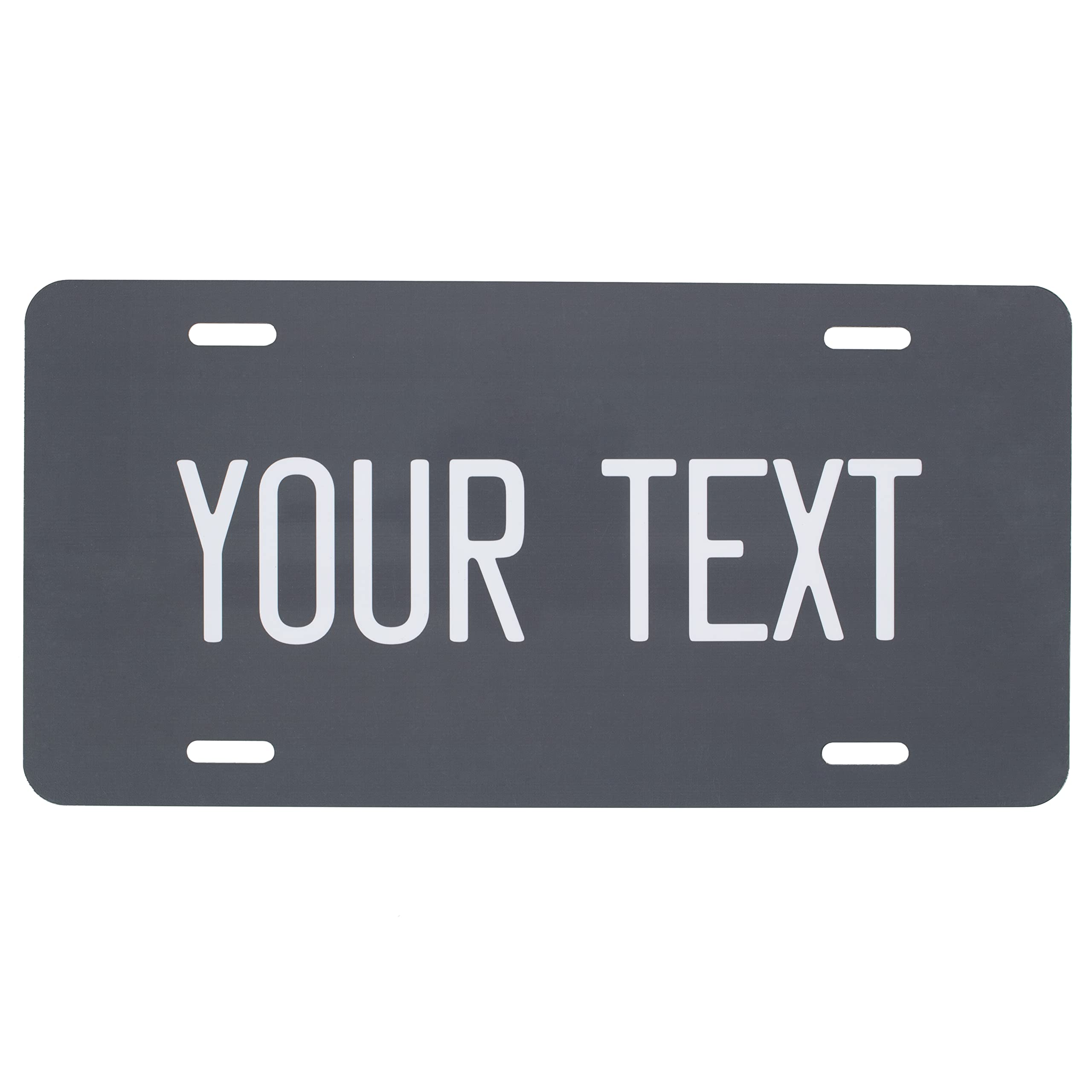 Custom License Plate For Front Of Car - Personalized Car Tags - 6” X 12” Universal Fit (Charcoal)