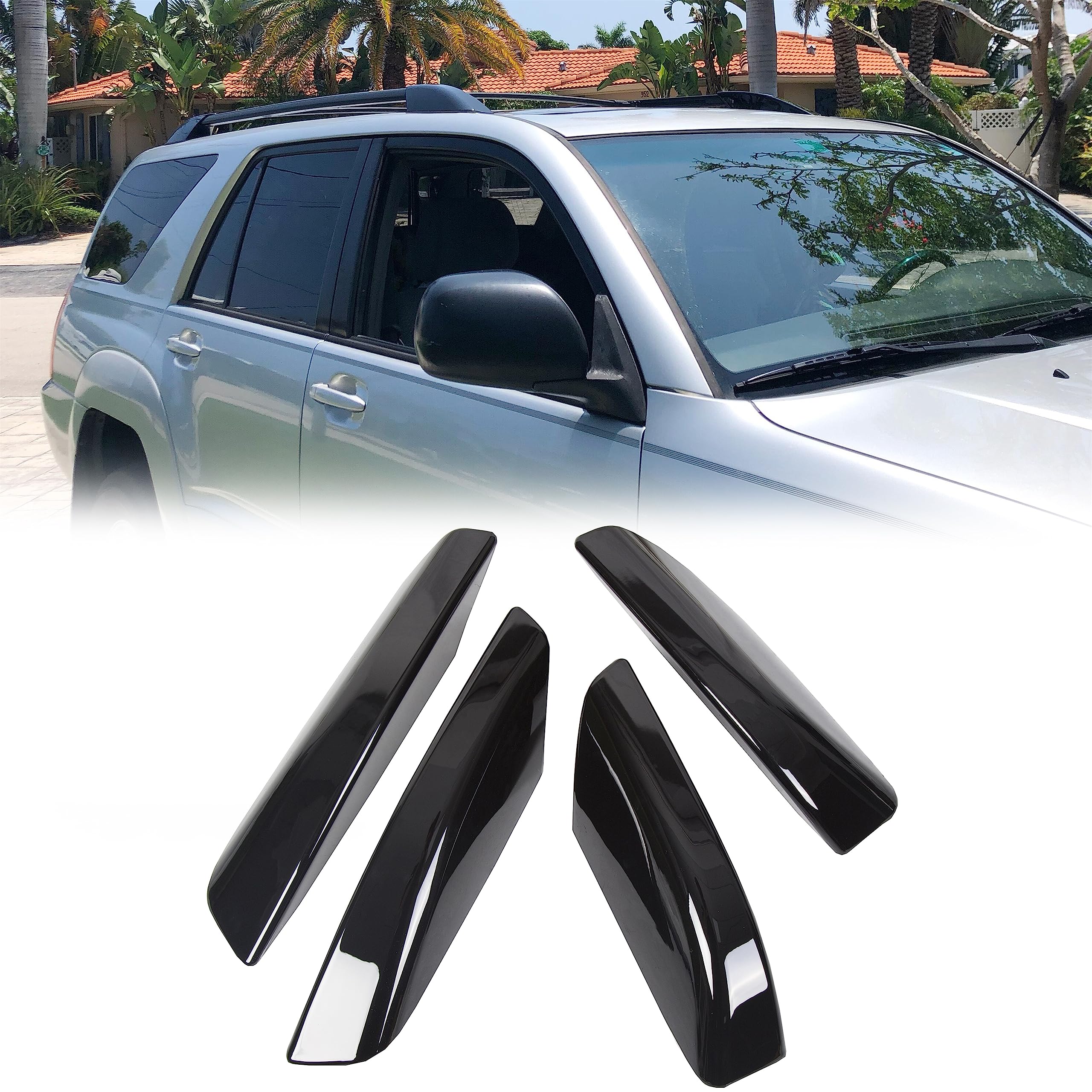 HECASA Roof Rack Rail End Cover Compatible with 2003-2009 Toyota 4Runner SW4 N210 Roof Rack Bar Rail End Cover Shell Cap 4 Pcs B