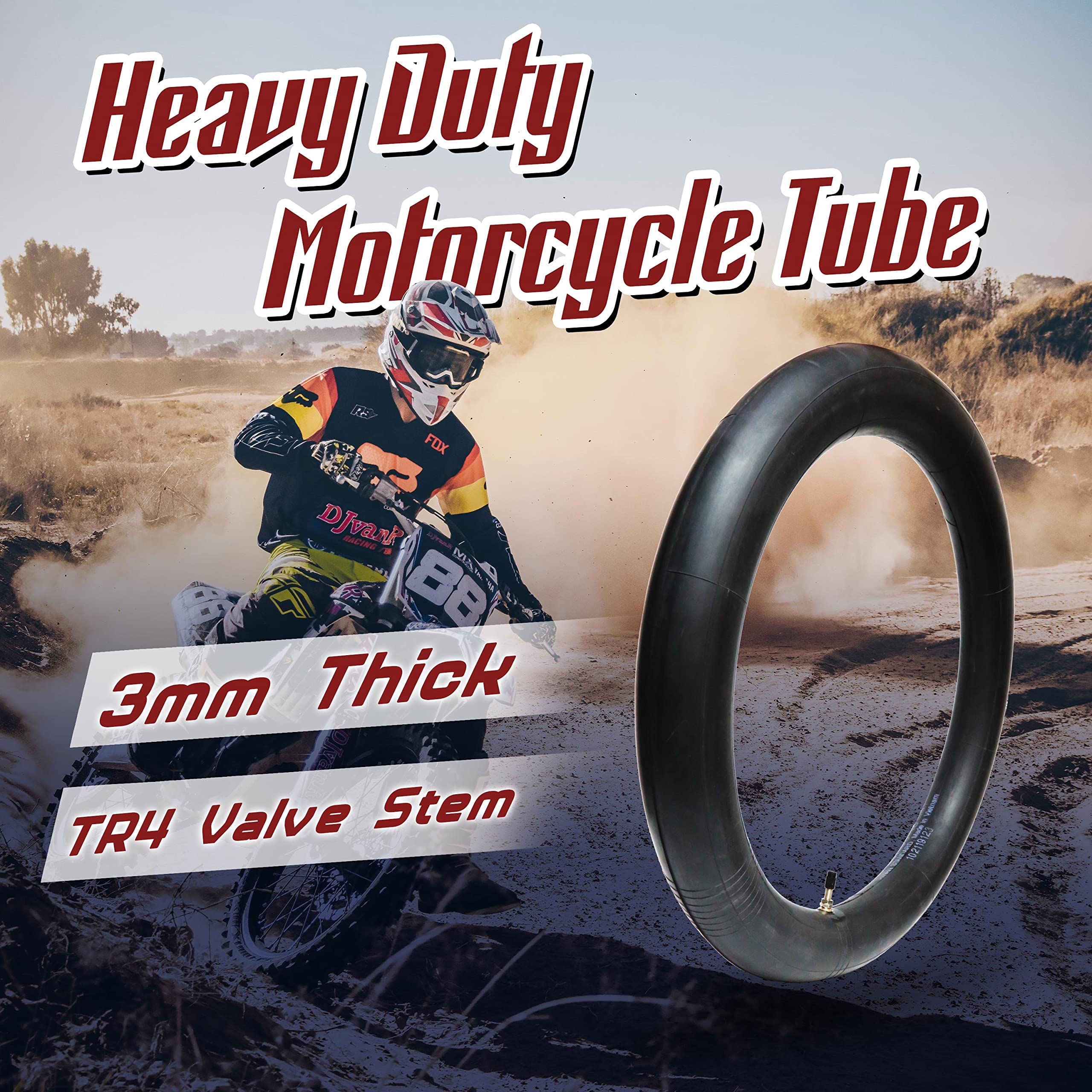 Pivotrax 90/90-21 Or 80/100-21 (3.00 X 21) Heavy Duty Motorcycle Tube - 3Mm Thick - Tr4