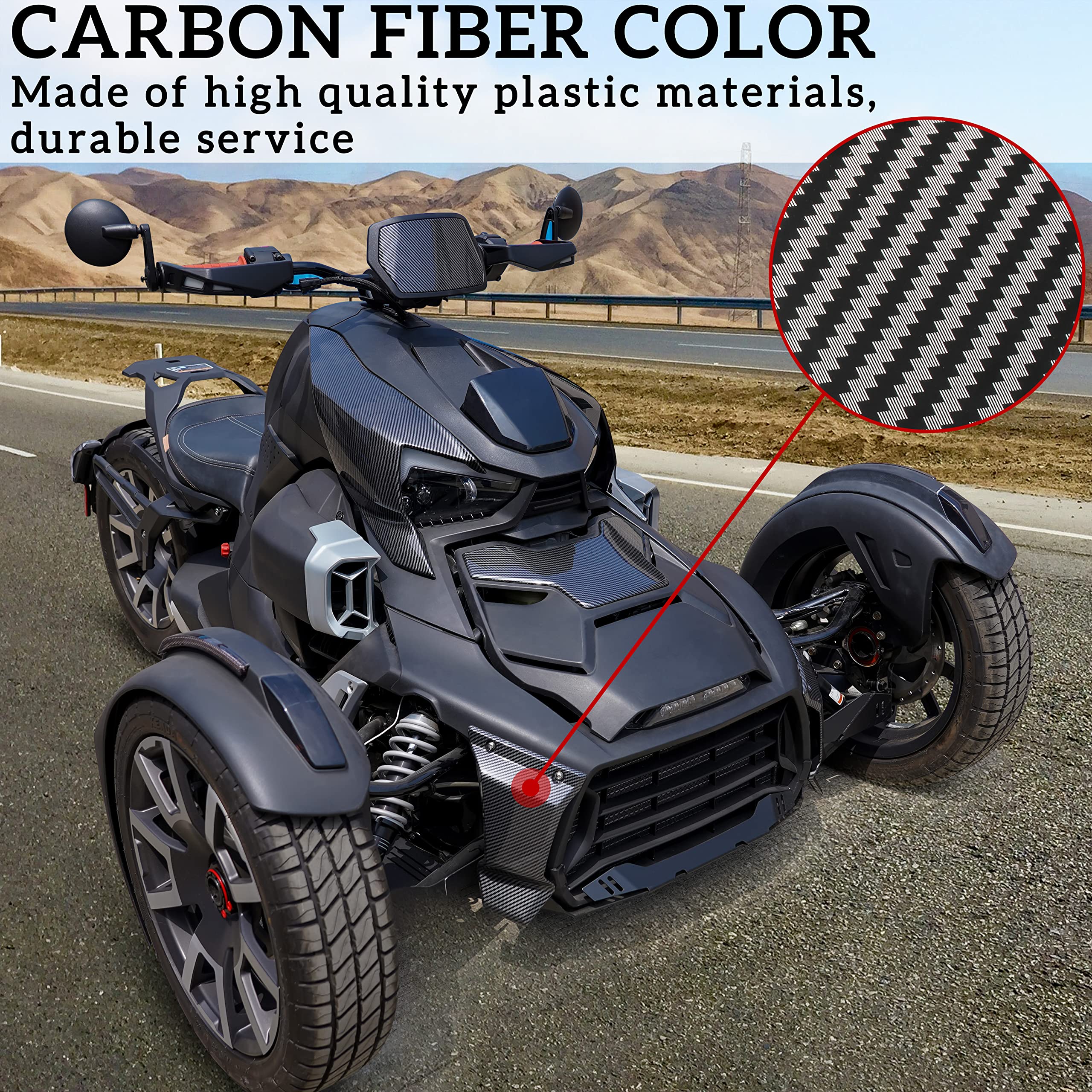 Sautvs Front Grill Trims For Can-Am Ryker, Carbon Fiber Color Style Lower Grill Protector For Can Am Ryker 600 900 Sport & Ryker