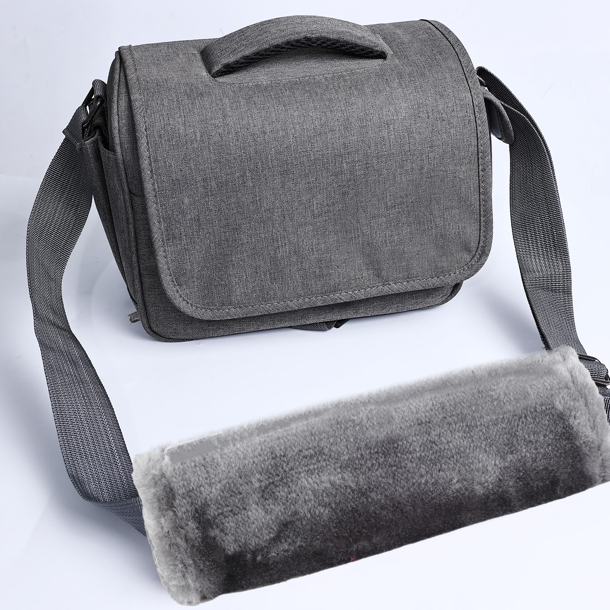 Moonet 2 Packs Car Seatbelt Covers Shoulder Pad For More Comfortable Driving, Universal Seat Belt Cover For Handbag Camera Backpack Straps, Soft Faux Sheepskin Wool Seat Belt Cushion (Gray)