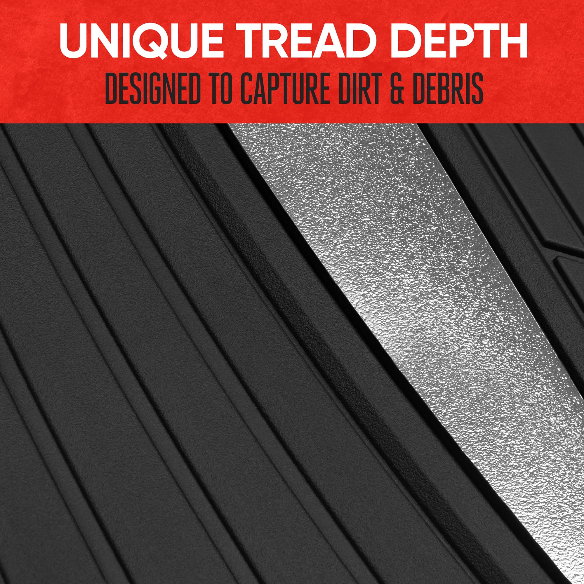 Motor Trend ChromeTech Car Floor Mats Full Set - Durable Rubber Floor Mats for Cars with Two Tone Accent, All Weather Interior P
