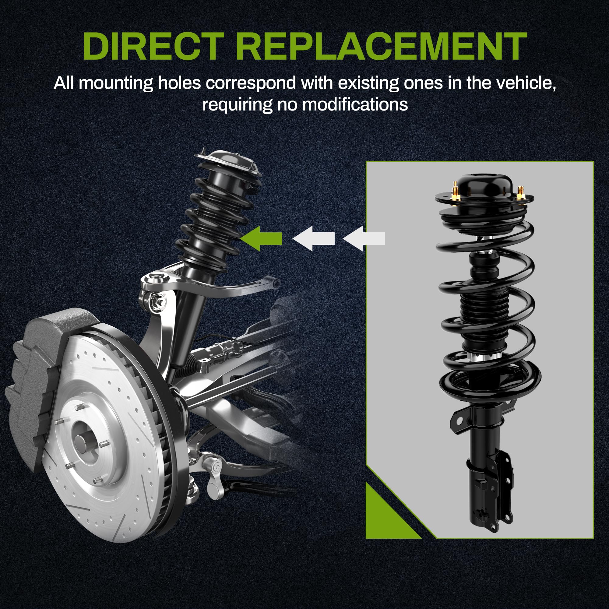Autosaver88 Full Complete Struts Compatible With Chevy Cobalt 2005-2010, Chevy Hhr 2006-2011, Pontiac G5 2007-2009, Pontiac Purs