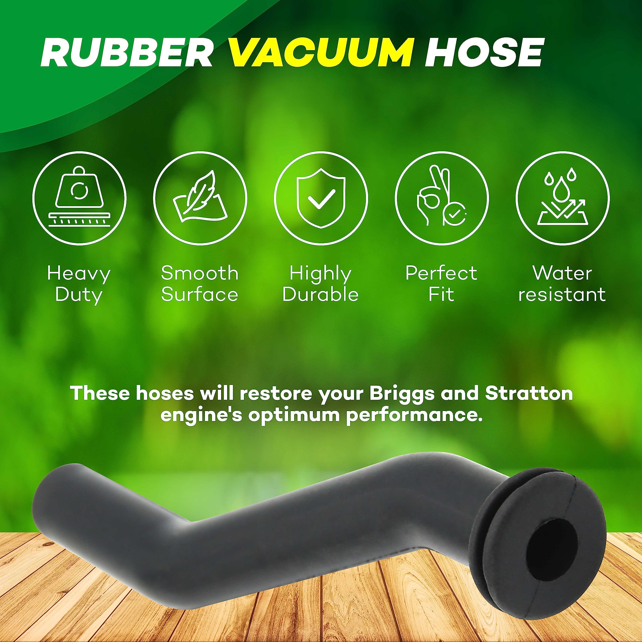 (2-Pack) Calvana 596163 Rubber Vacuum Hose, 3'' Tractor Vacuum Pump Hoses, Compatible With Briggs & Stratton, John Deere Lawnmow