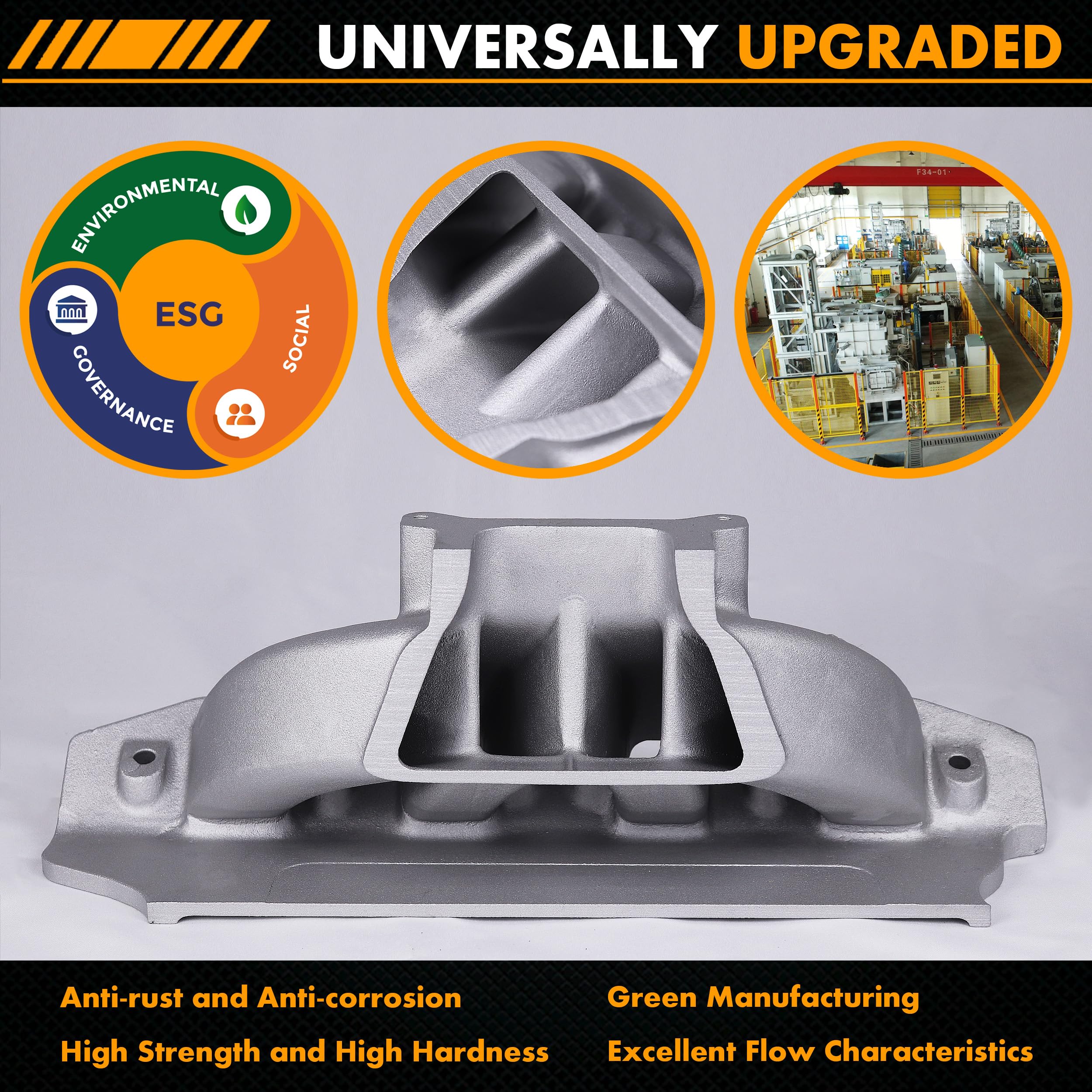 JGhyperX 2161 53001 Intake Manifold Aluminum Dual Plane Compatible with Chevy Big Block 1965-2000 BBC 396 402 427 454 V8 Engine