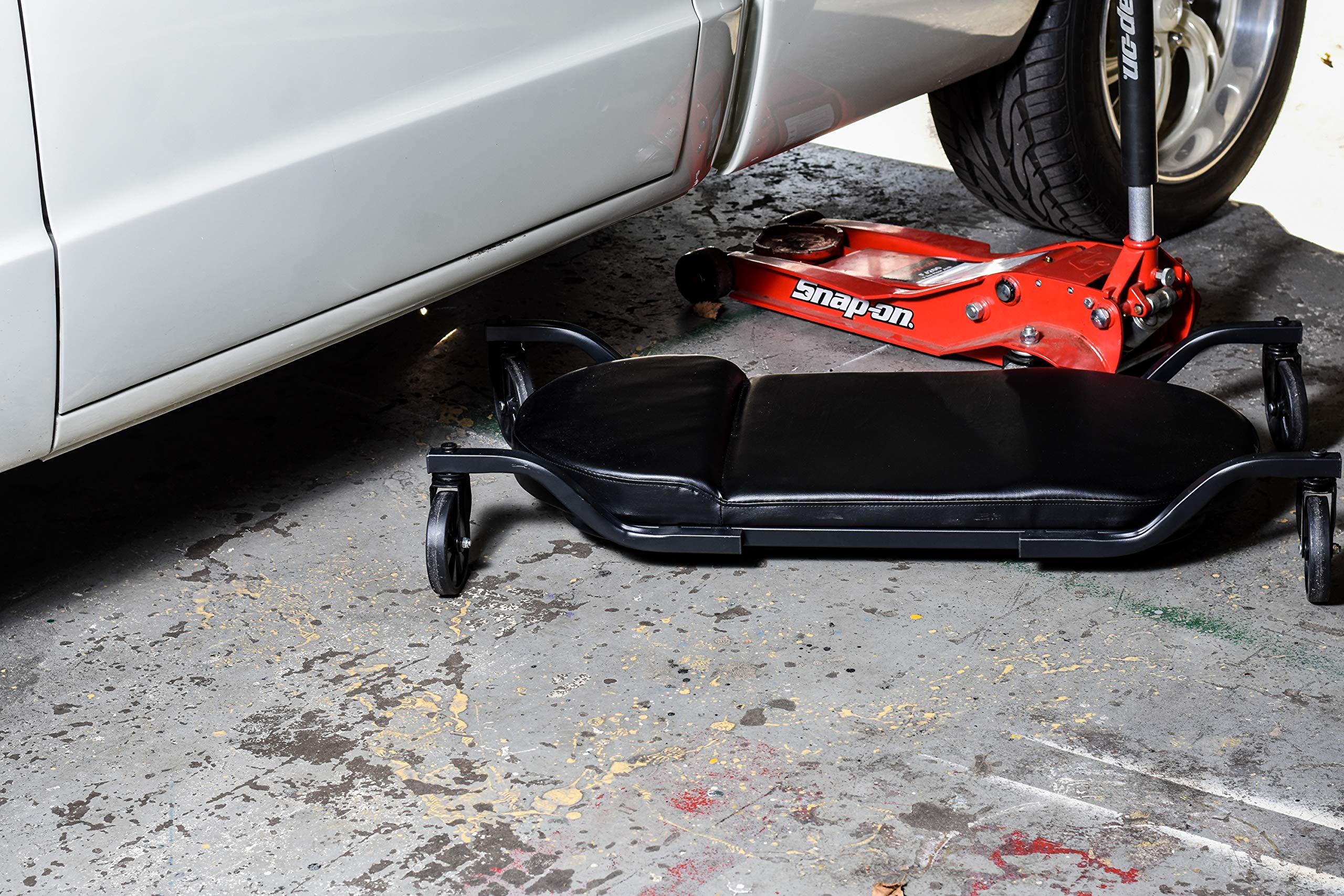 Traxion 1-100 Progear Wide Body Low Profile Automotive Creeper W/All-Terrain 5'' Casters , Black