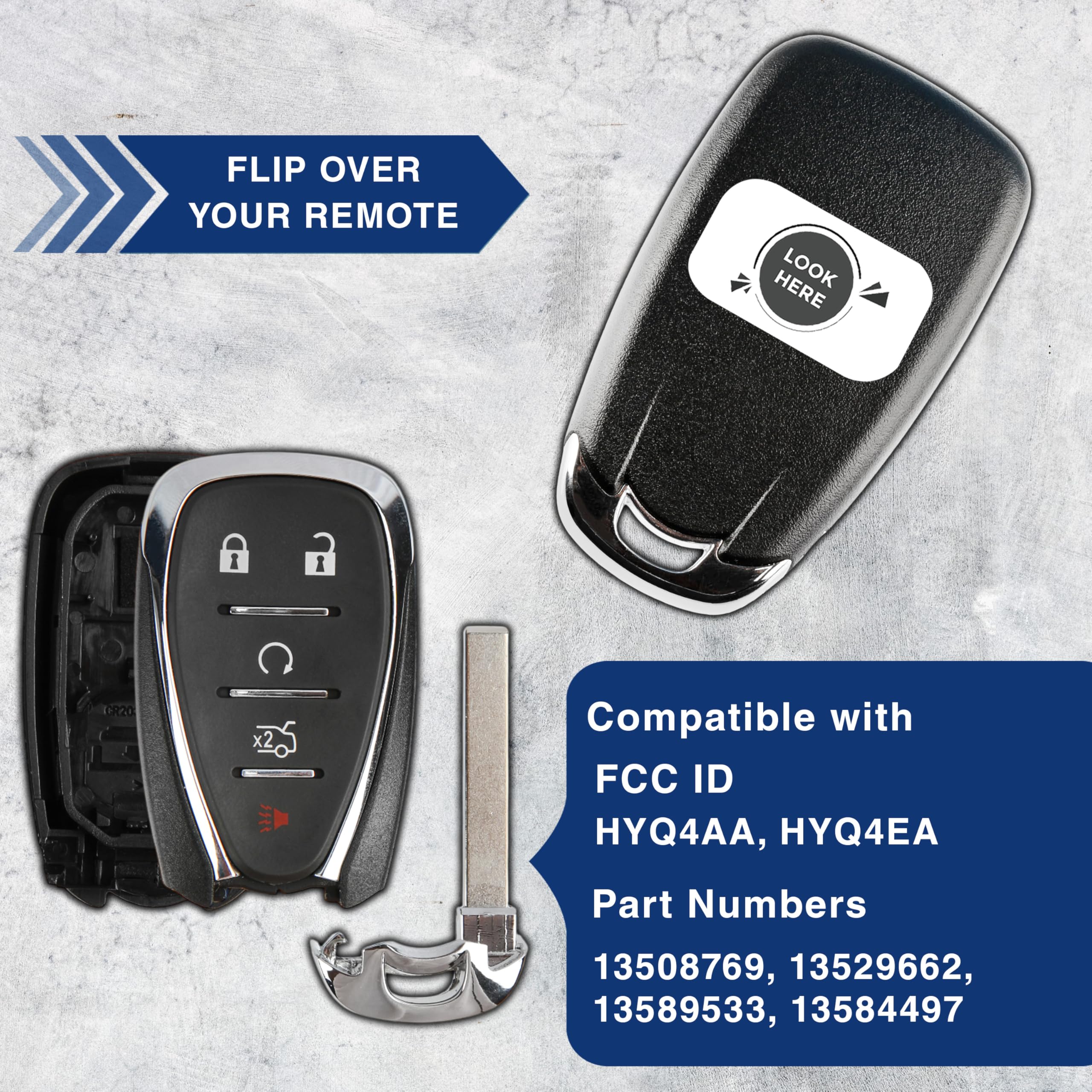 Keylessoption Key Fob Cover Case Replacement For 2016 2017 2018 2019 2020 Chevrolet Chevy Camaro Cruze Malibu Sonic Remote Shell